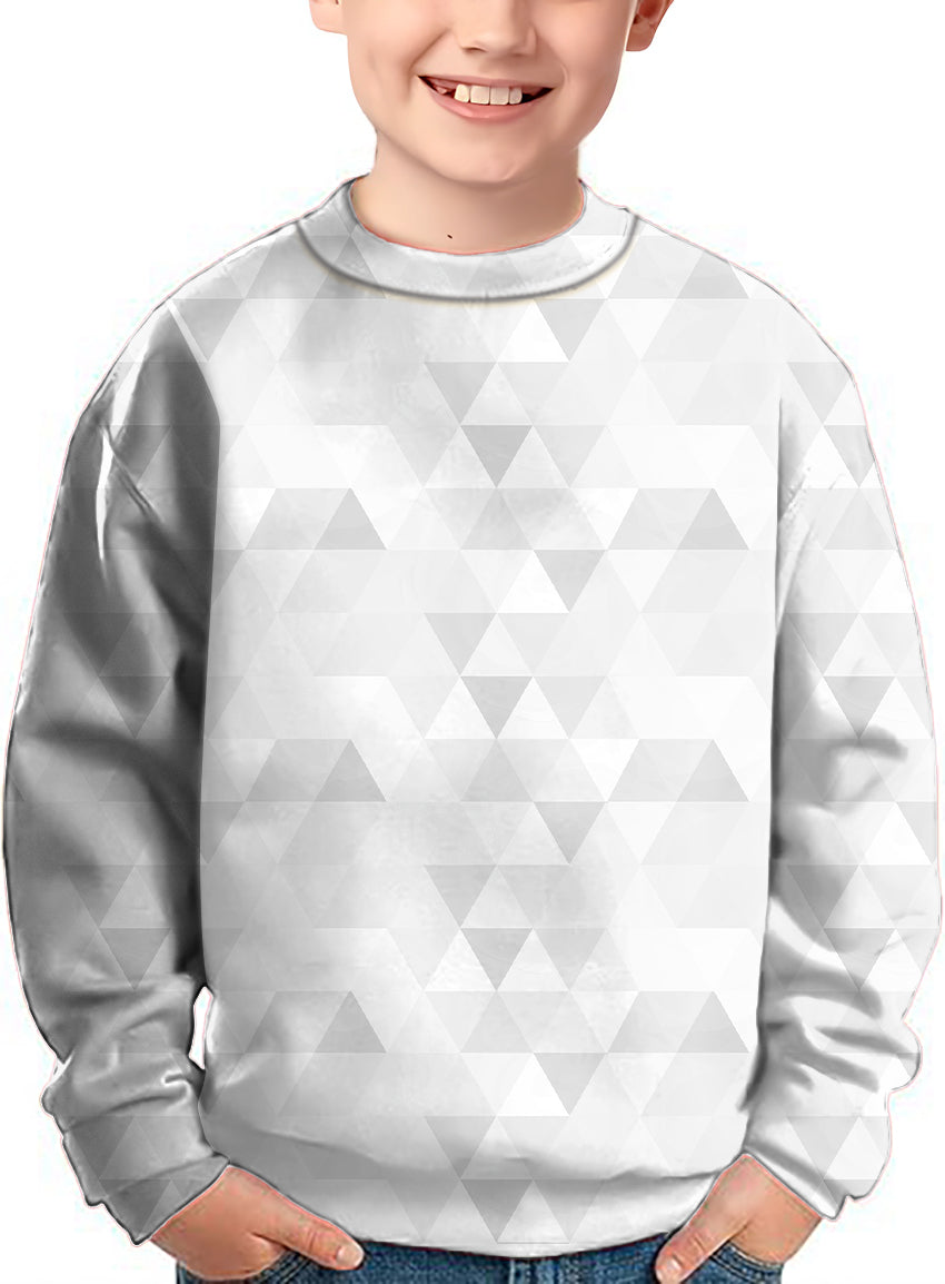 Abstract Grey Background With Triangular Pattern Crewneck Pullover Kids Ugly Sweater