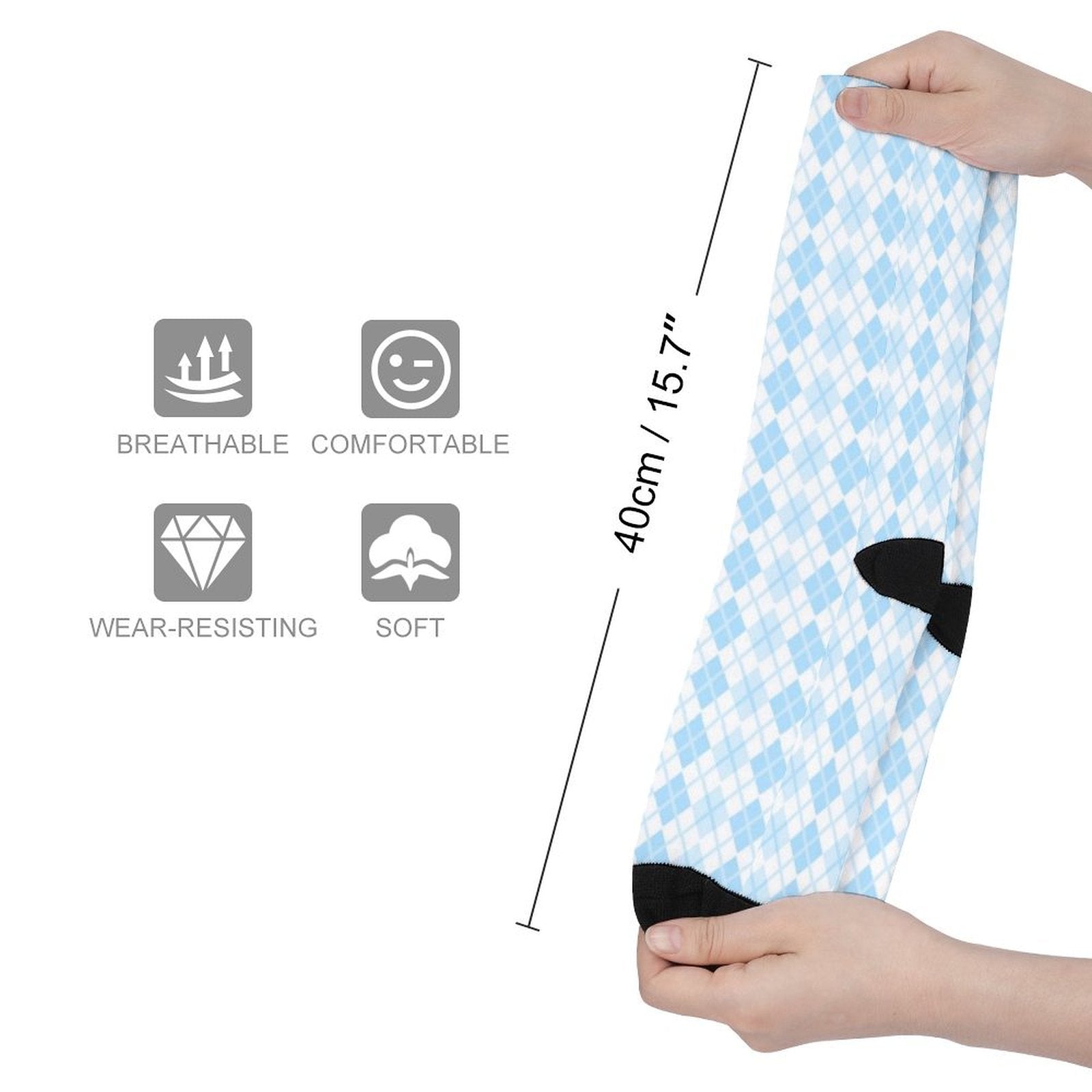Argyle bule grid Prined socks Gifts for Men Women