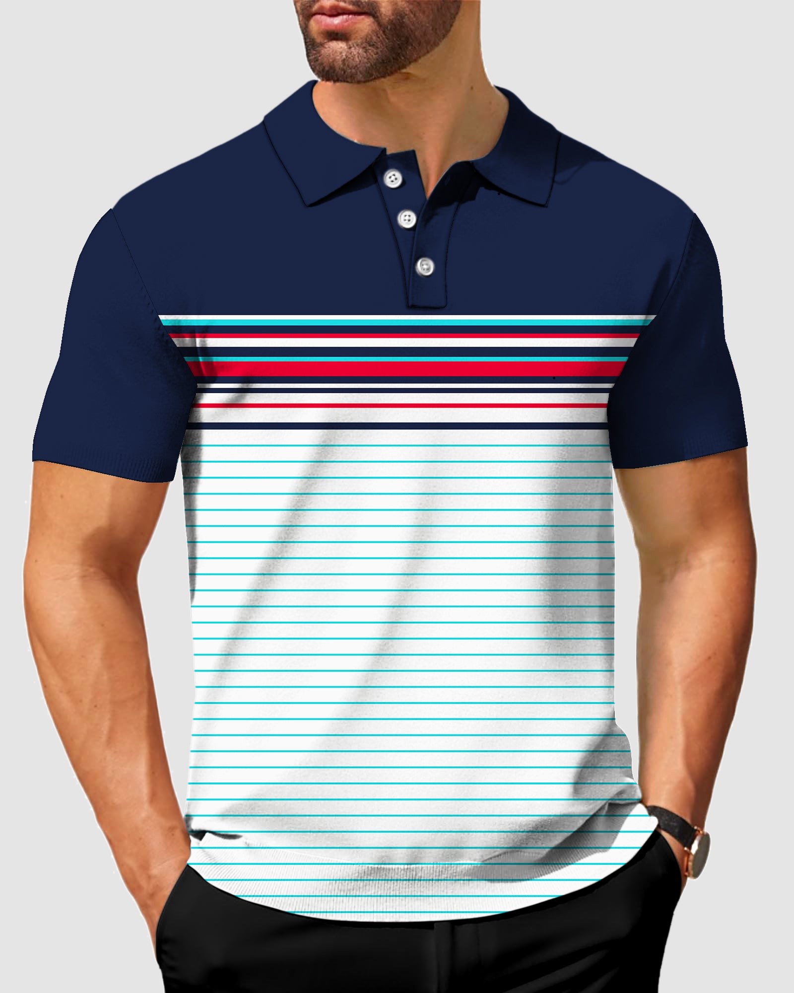 Men's Mix Horizontal Stripes-Stripe Series Polo