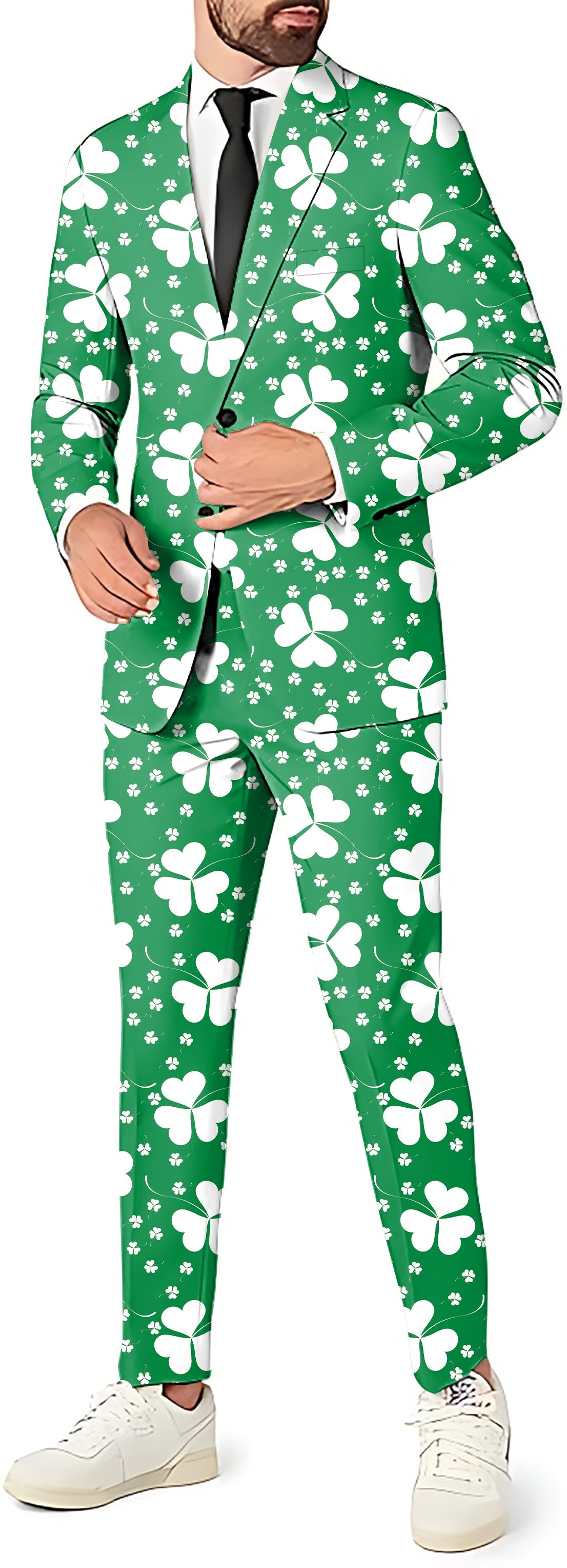 Men's green leaf clover St. Patrick's Day suit with blazer and pants