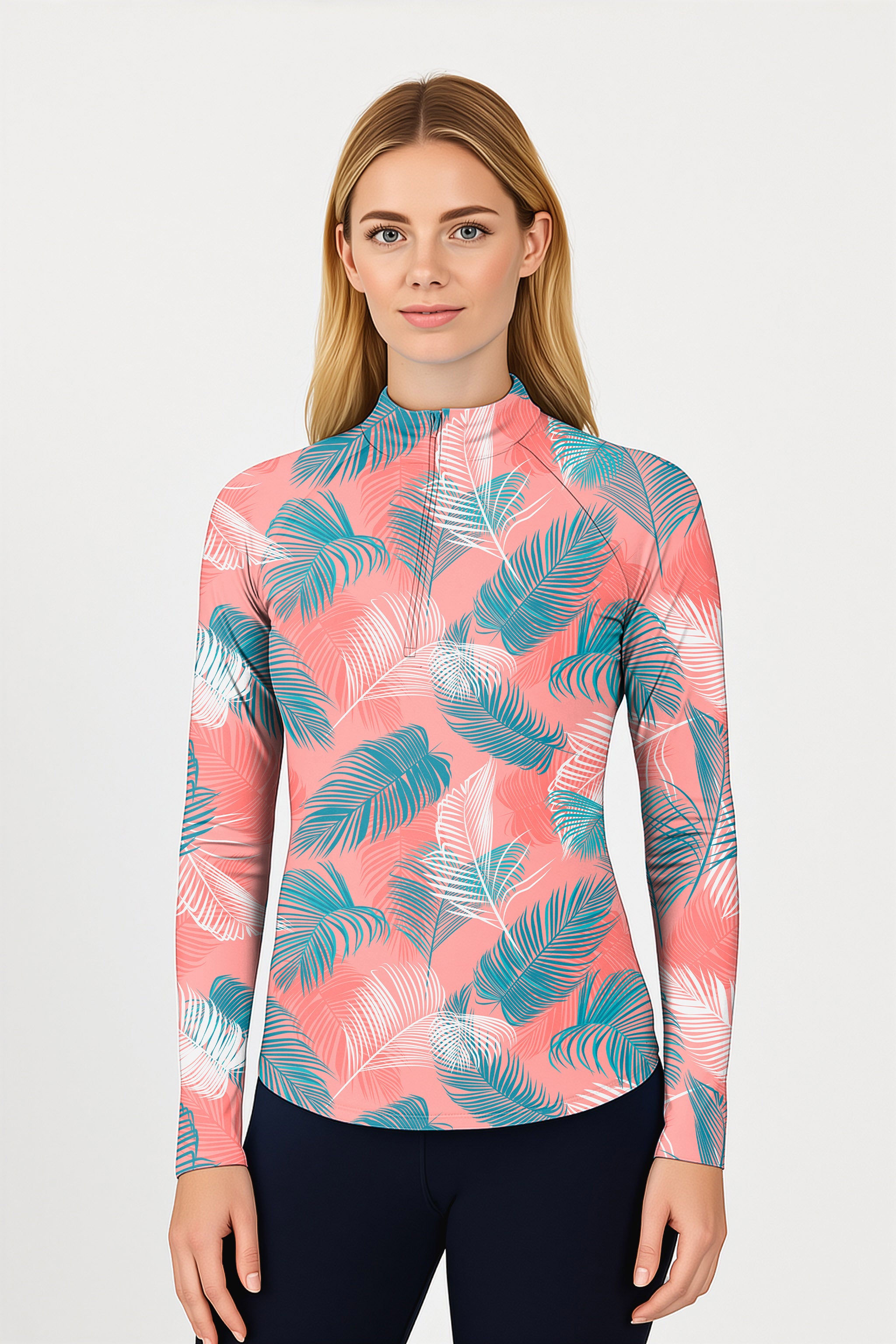 Palm Bay Women's Golf Active 3/4 Zipper Top Long Sleeves