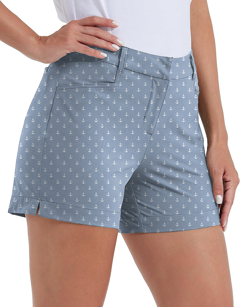 Blue Anchor Polo women's quick-drying outdoor casual golf shorts with pockets and anchor print