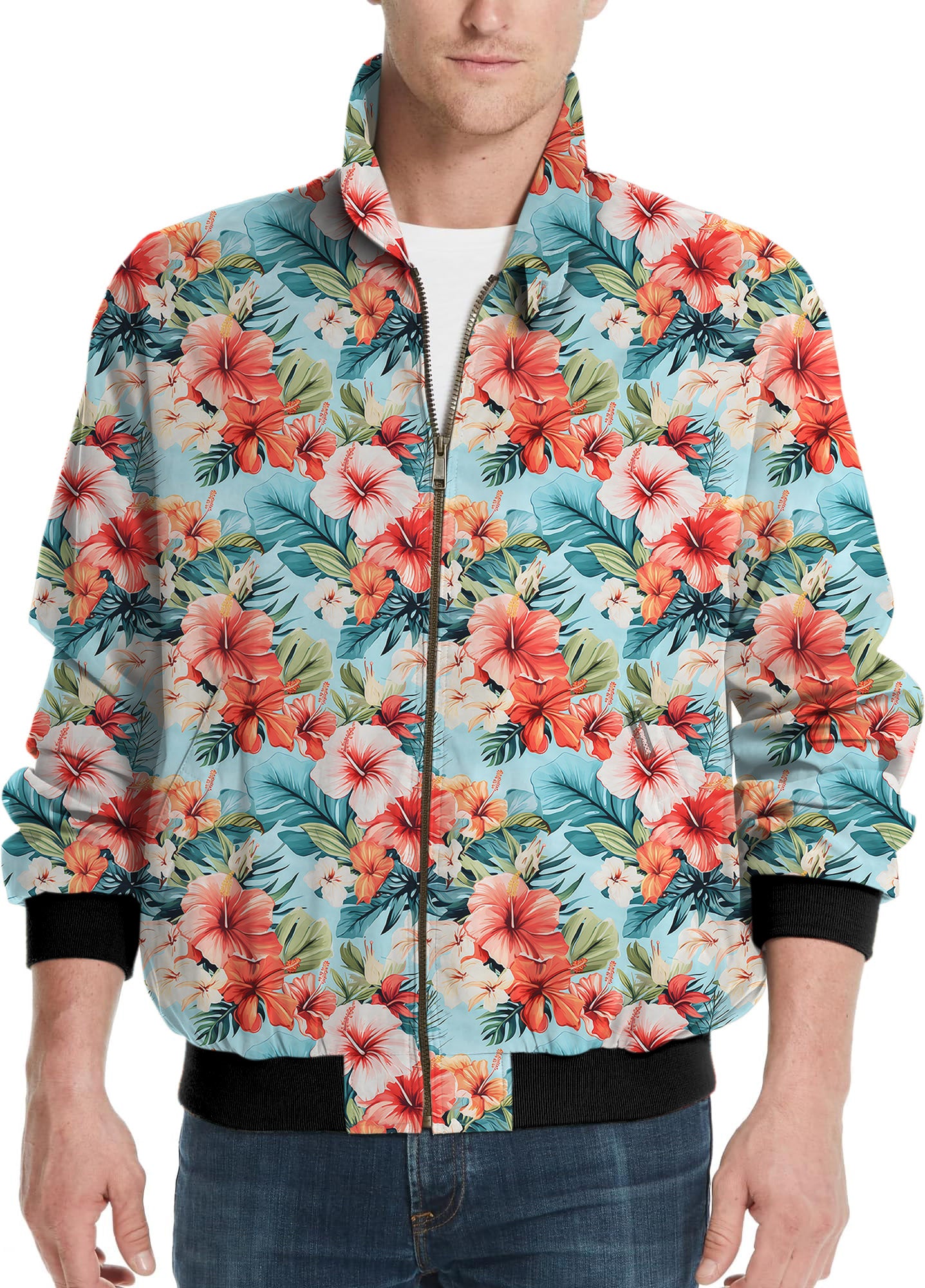 Hawaiian Flowers-Men's Golf Windbreaker Light Jacket