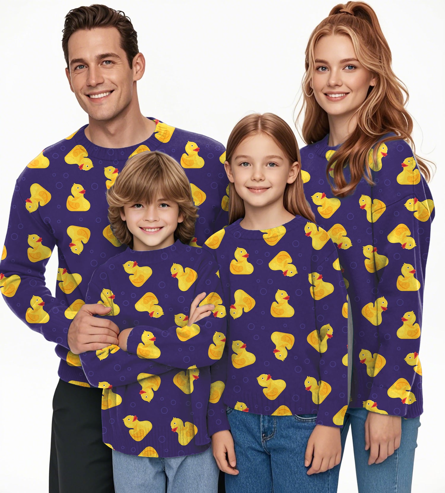 Yellow duck Crewneck Pullover Ugly Sweater Men Women boy girl family