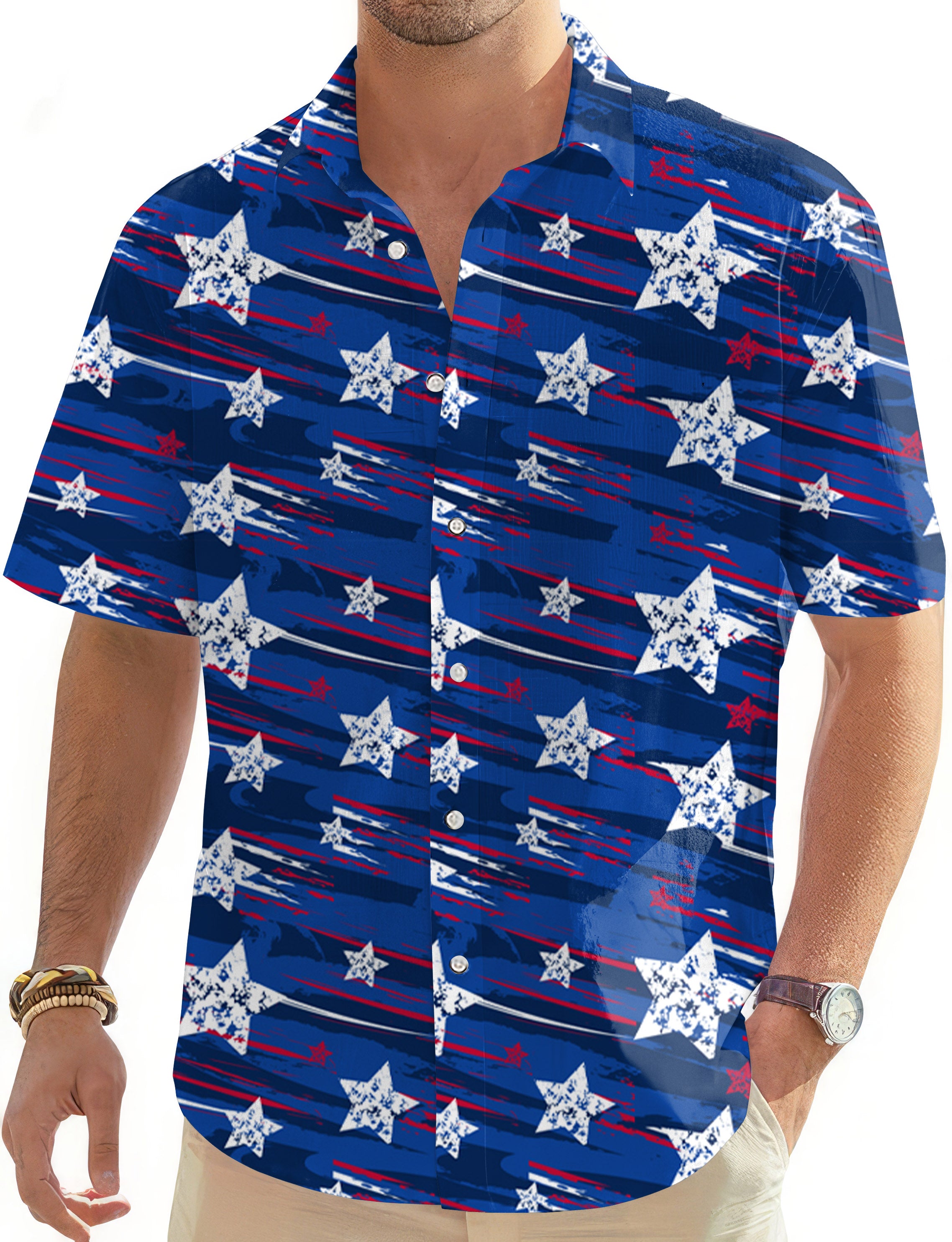 American Star-Men's Golf Hawaiian Shirts Button Down Shirt