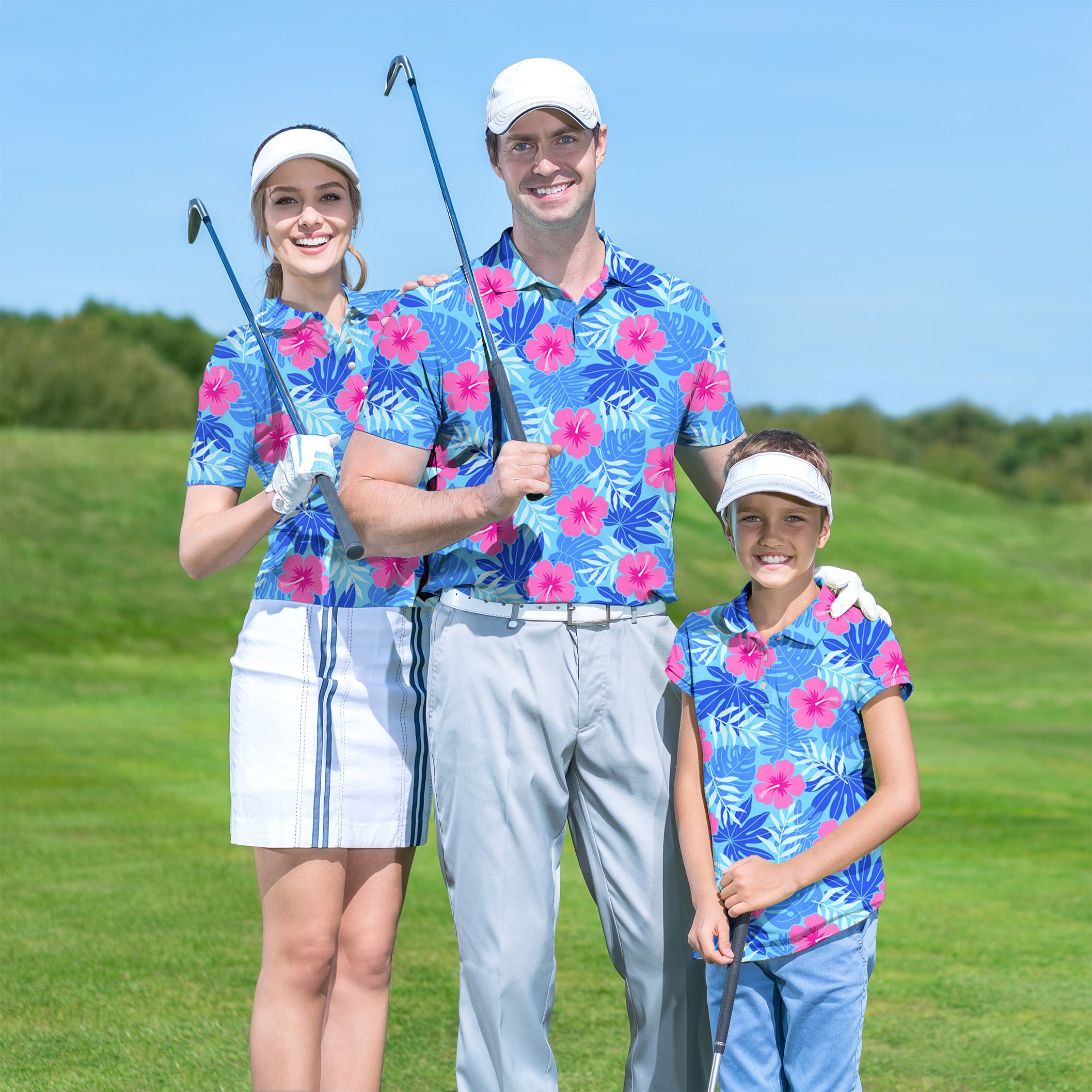 Vivid Bloom flower Golf Polo Men Women youth family set