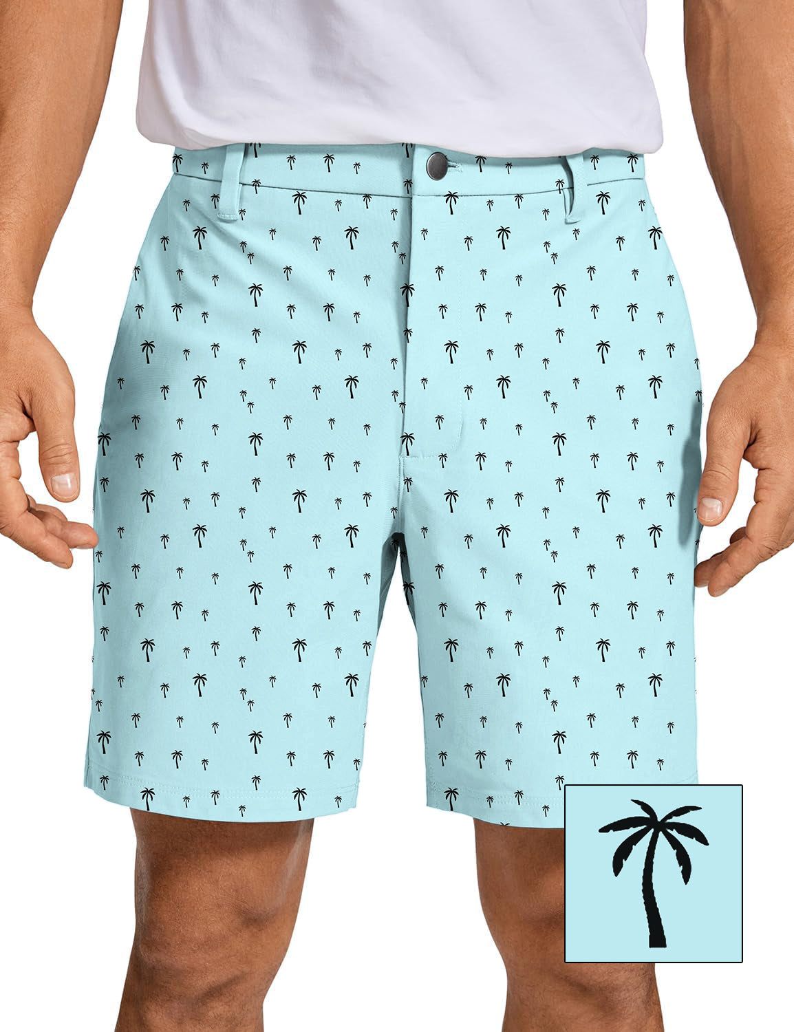 Men's light blue palm Golf Shorts Custom The Background Color