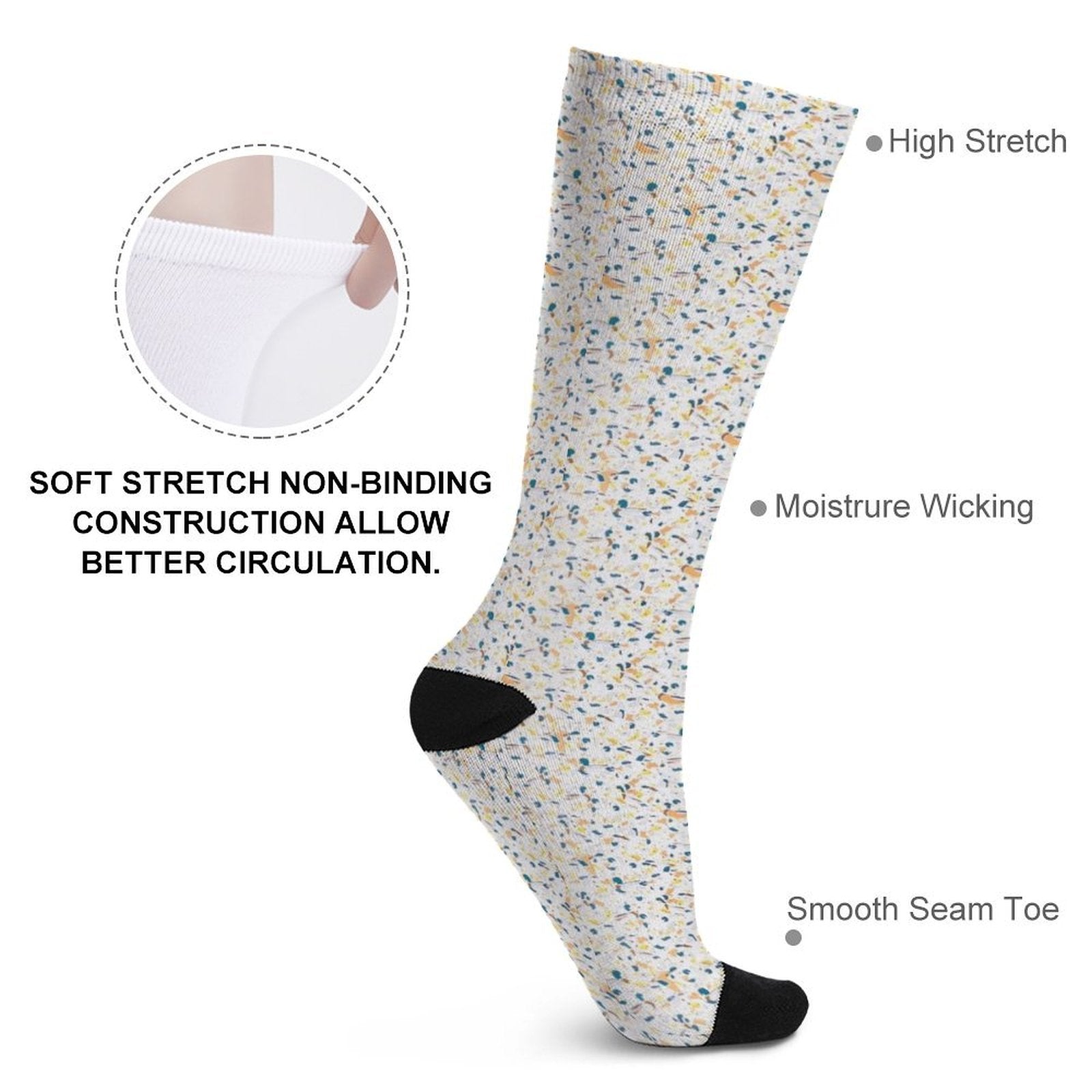 Yellow terrazzo Prined socks Gifts for Men Women