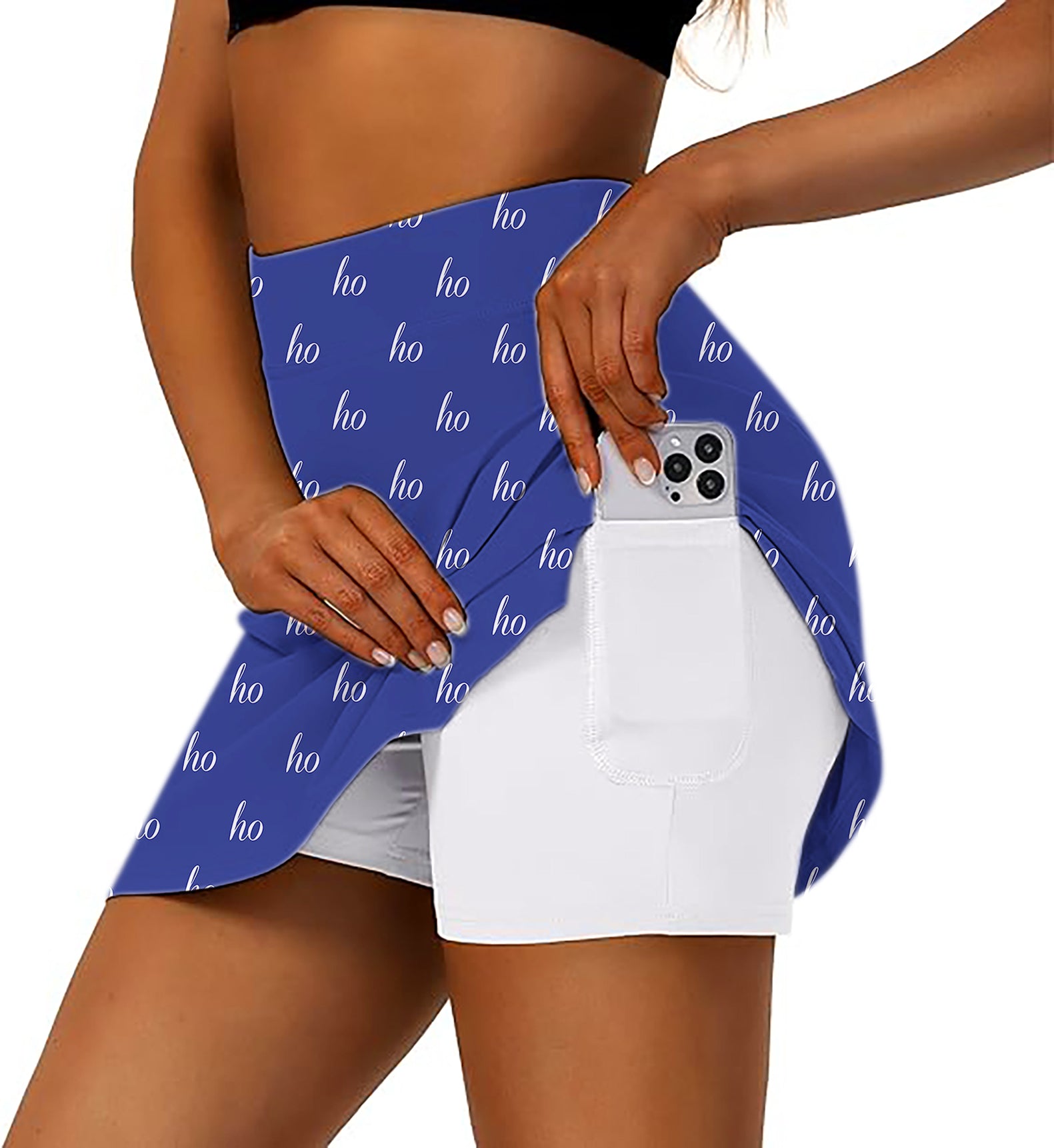 Blue Custom Name Christmas Women's Athletic Golf Skorts Flared Skirts