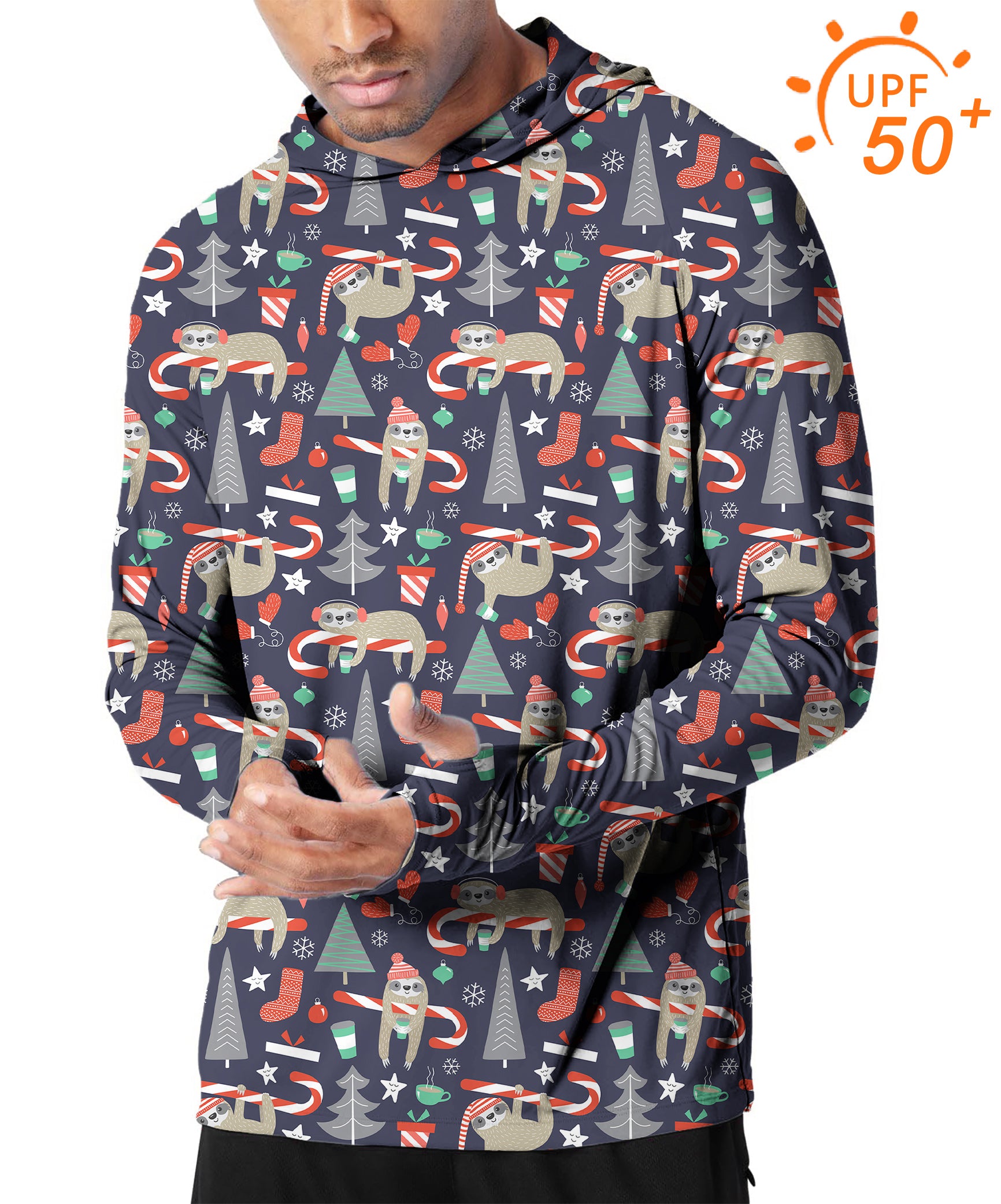 Men's Outdoor Sloth Christmas Golf Sun Protection Slim Fit hoodies