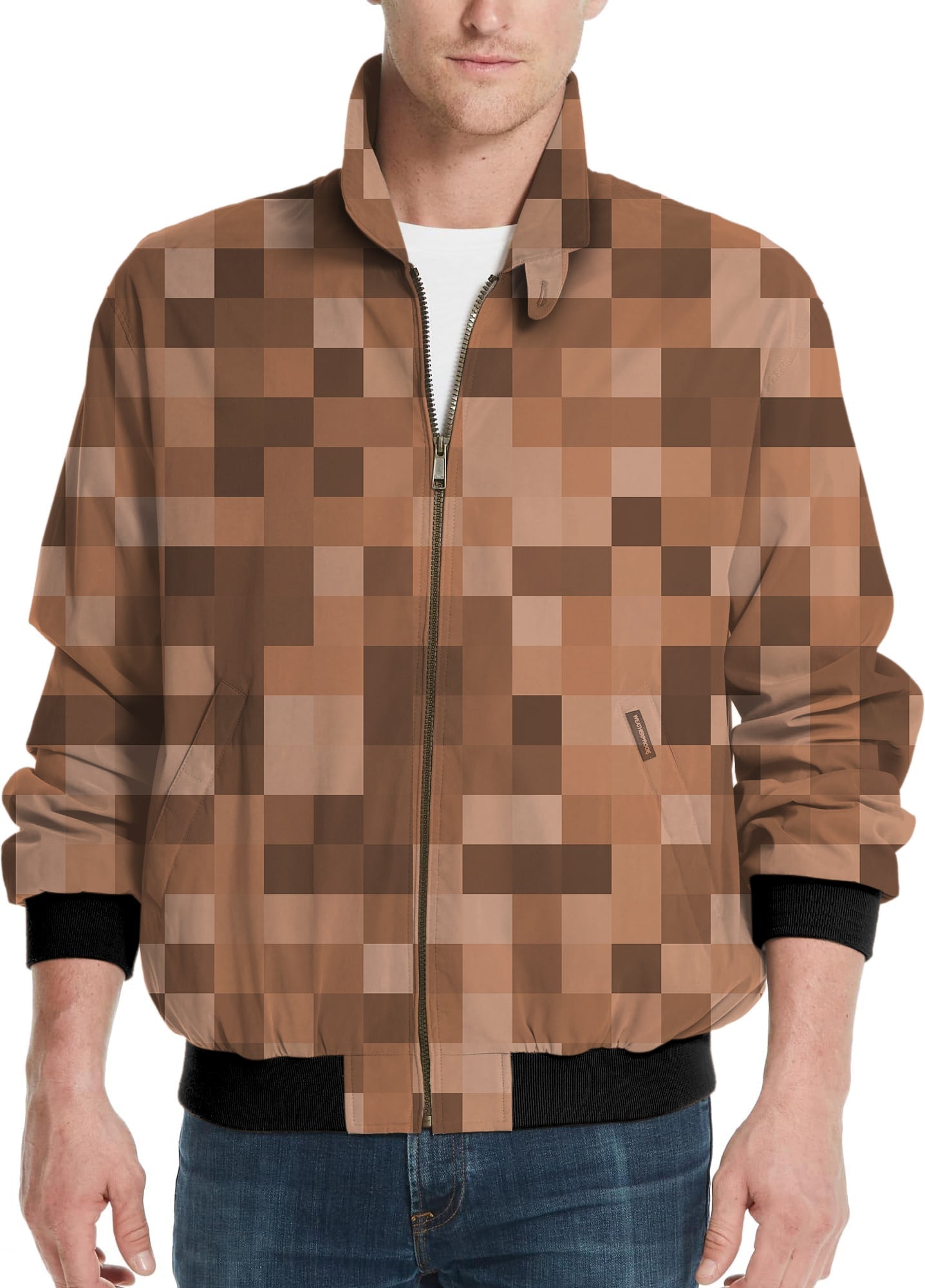 Brown Pixel Big Men's golf windbreaker light jacket with customizable team logos and details