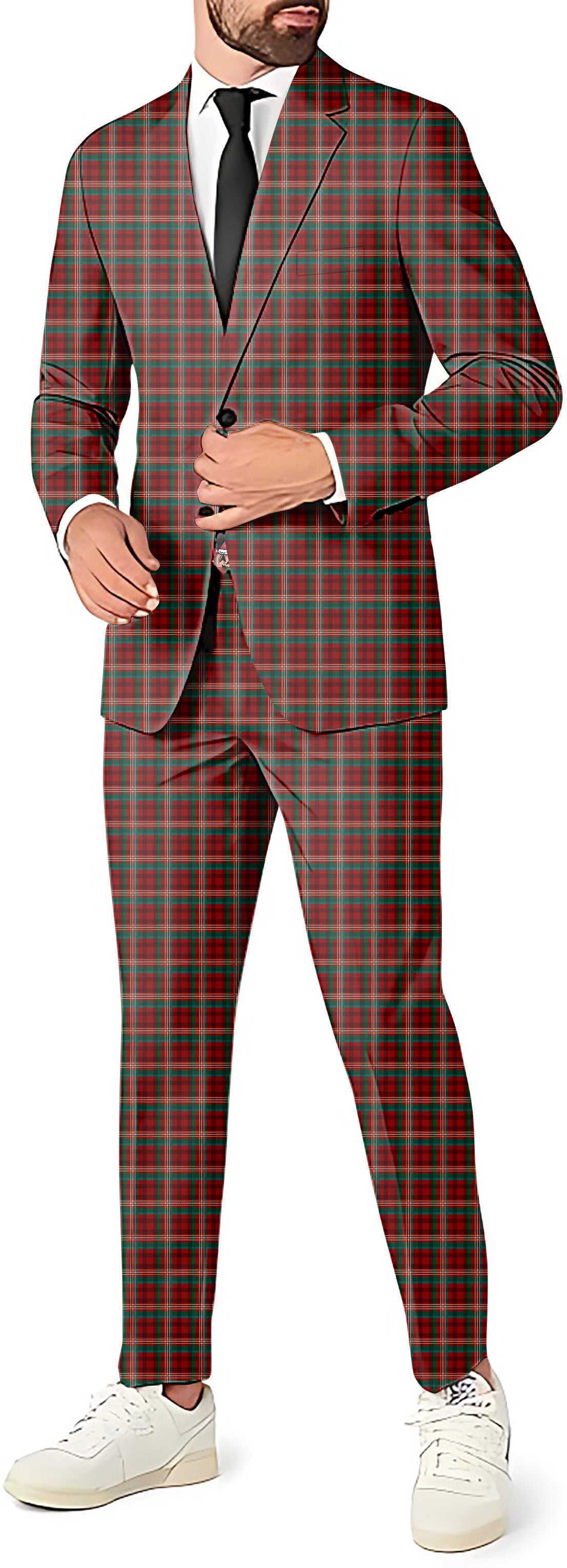 Marry Christmas men's plaid party suit with blazer, pants, and vest for festive events