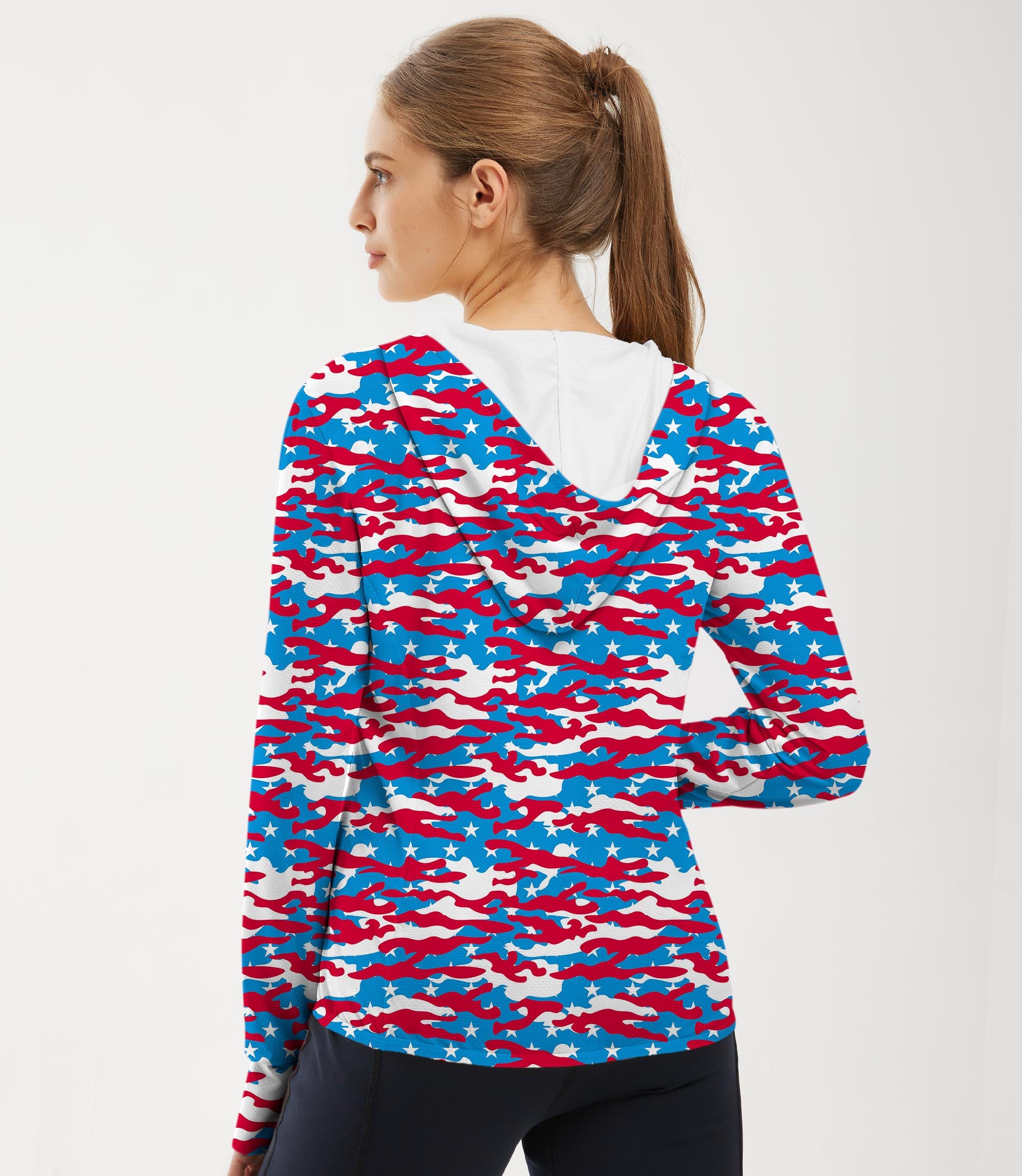 Women's Outdoor Patriotic Camo Golf Sun Protection Slim Fit zip hoodies