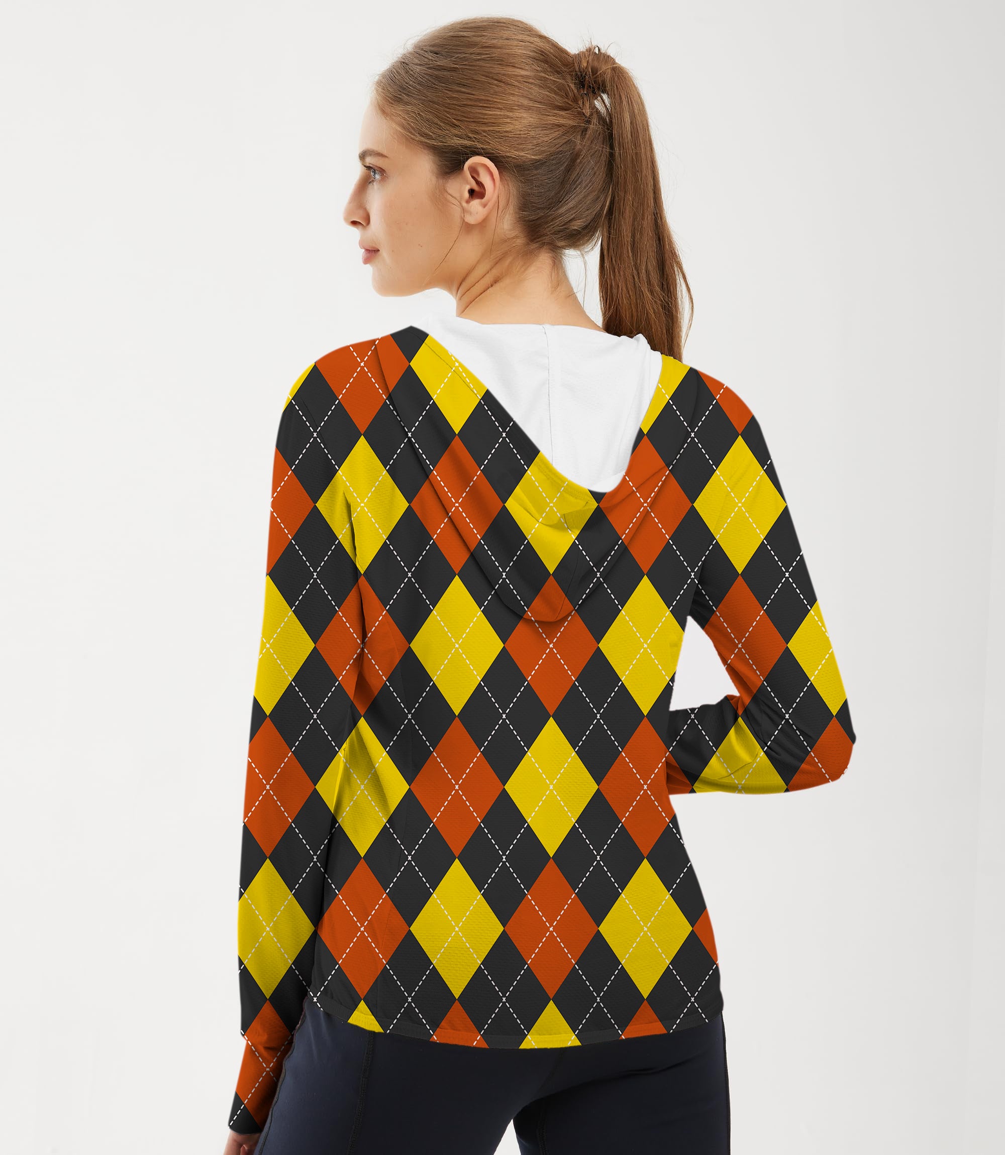 Women's Outdoor red Argyle Golf Sun Protection Slim Fit zip hoodies
