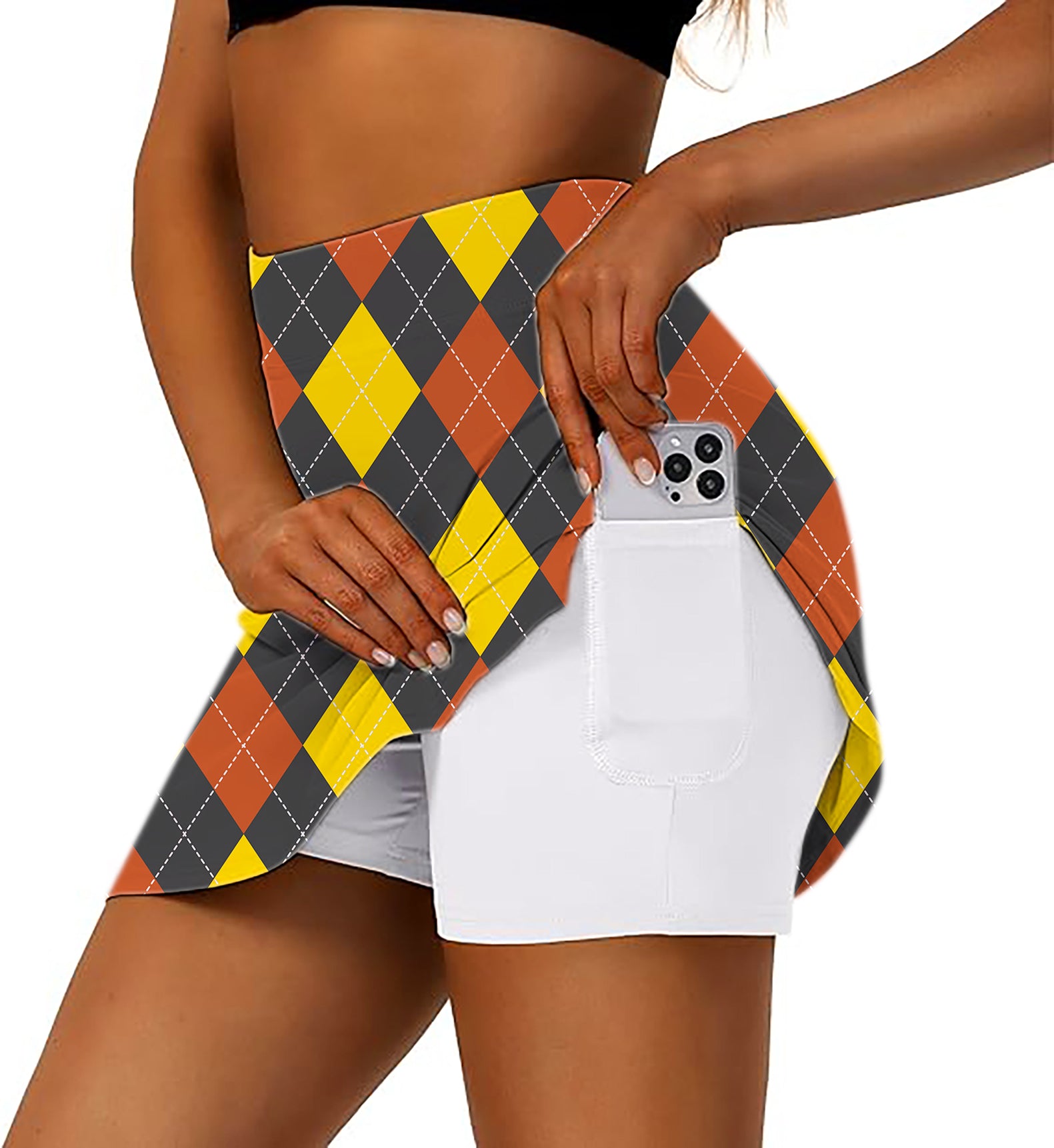 red Argyle Women's Athletic Golf Skorts Flared Skirts