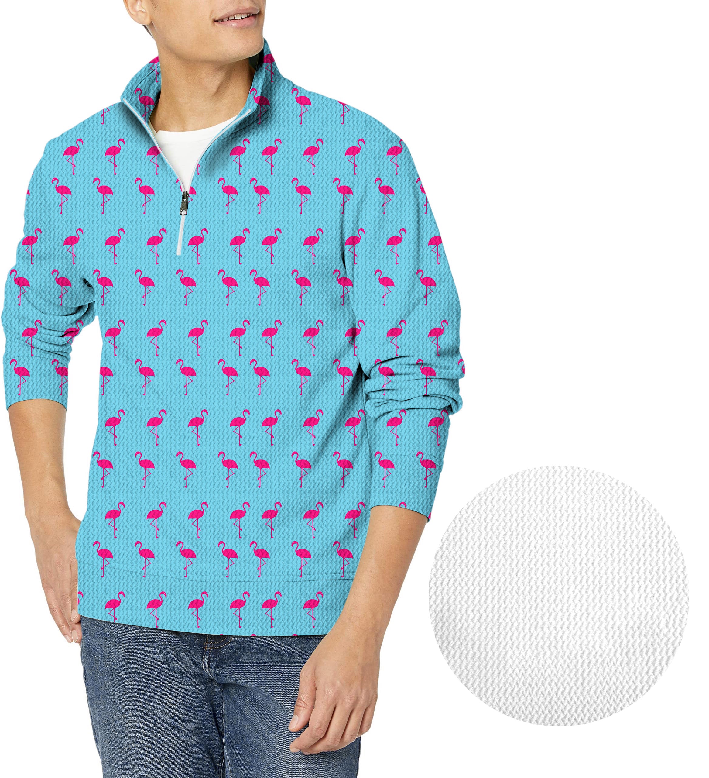 flamingo-Men's Golf Waffle Zipper Pullover