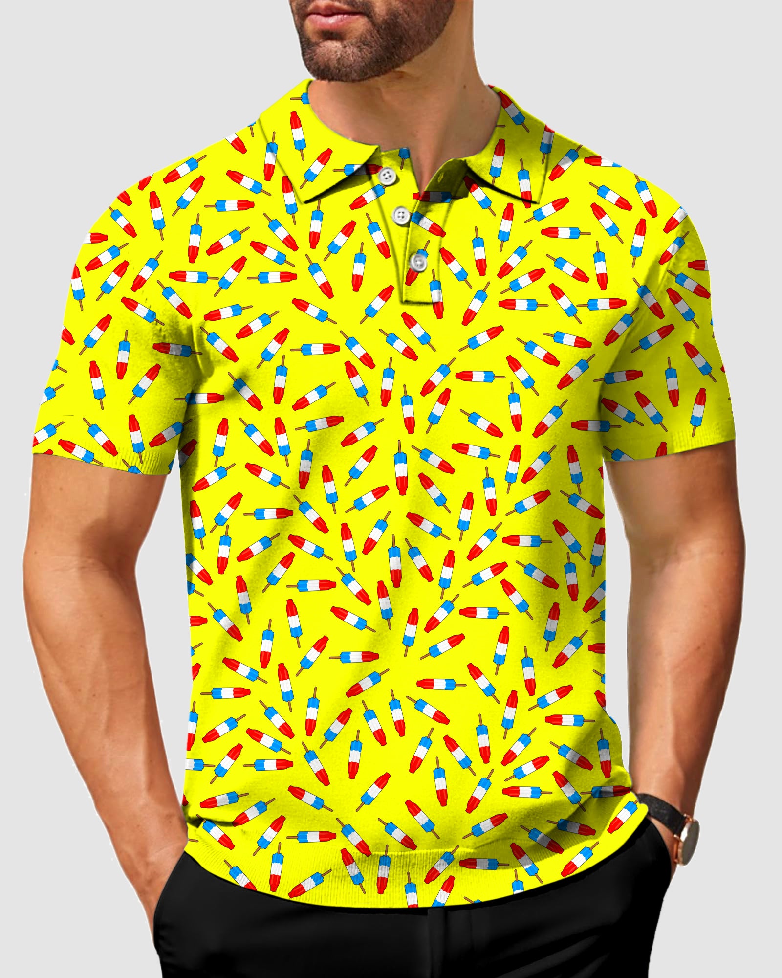 Men's bomb pop yellow Designer style Polo