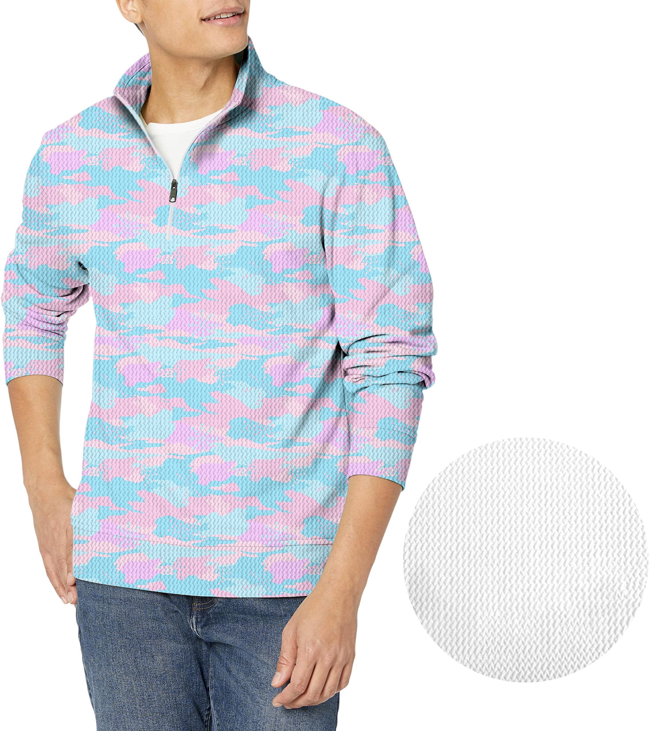 Pastel Camo-Men's Golf Waffle Zipper Pullover