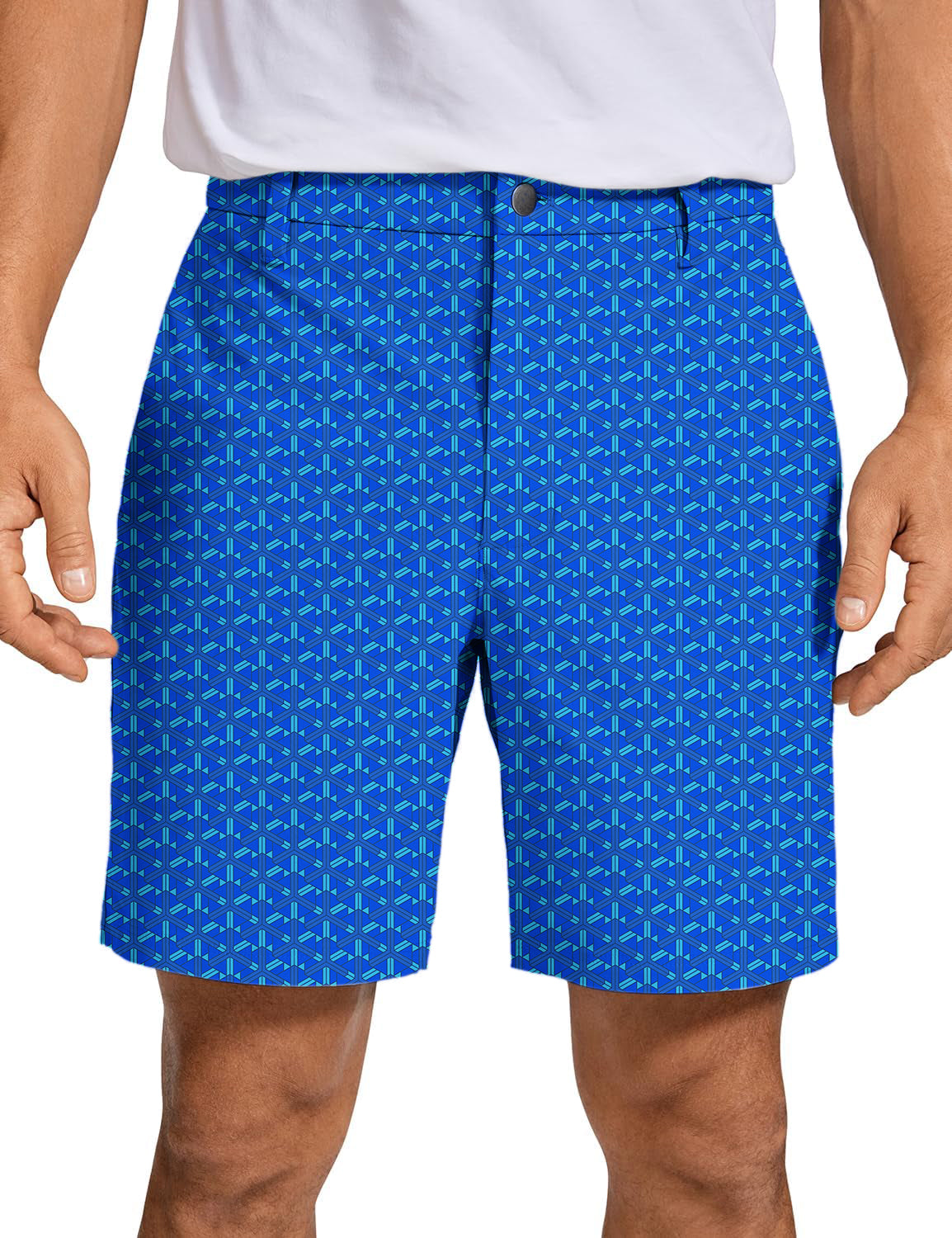 Men Sky Blue geometric Golf Shorts