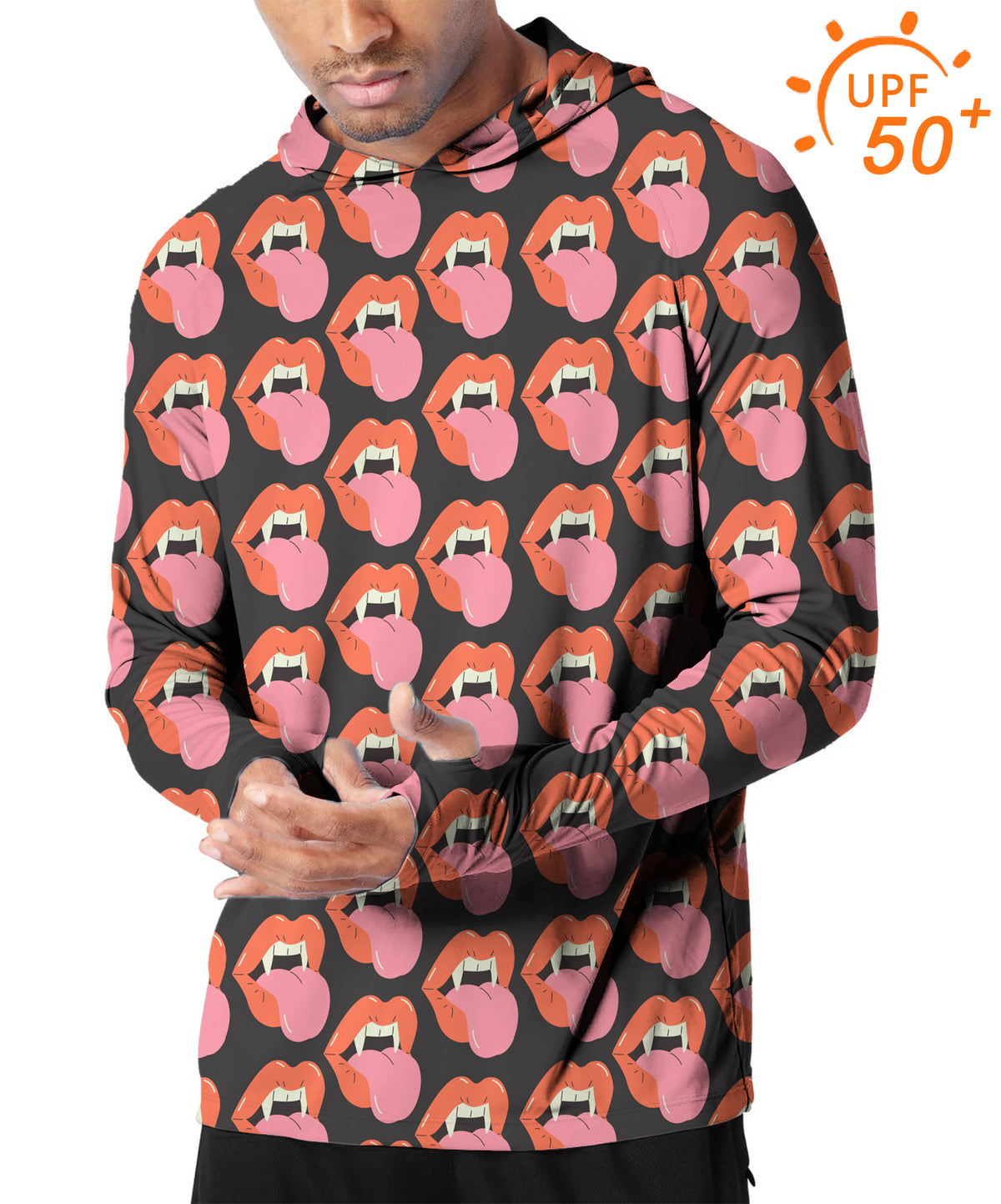 Men's Outdoor Halloween Vampire Mouth Golf Sun Protection Loose Fit hoodies