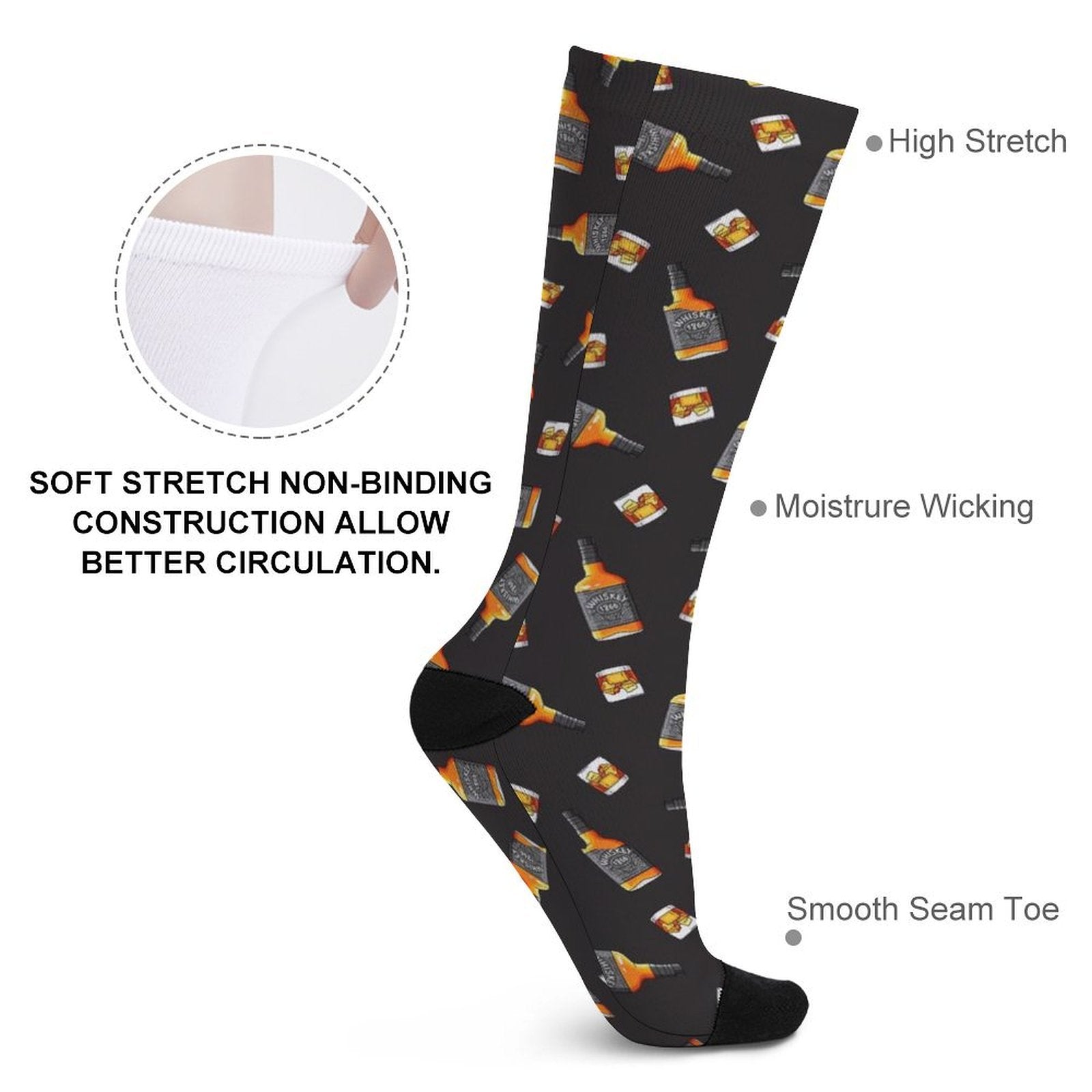 Whiskey 1866 Prined socks Gifts for Men Women