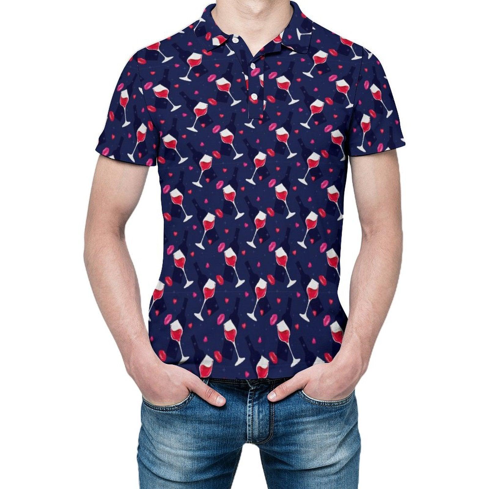 Men's golf red wine polo