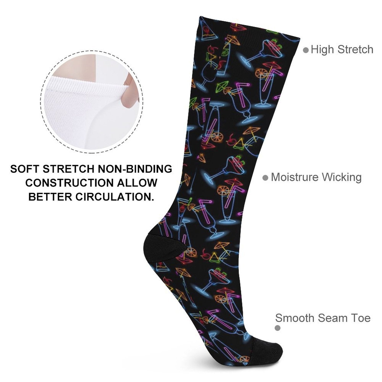Neon Drinker Prined socks Gifts for Men Women