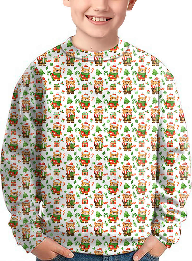 Christmas tiger Crewneck Pullover Kids Ugly Sweater