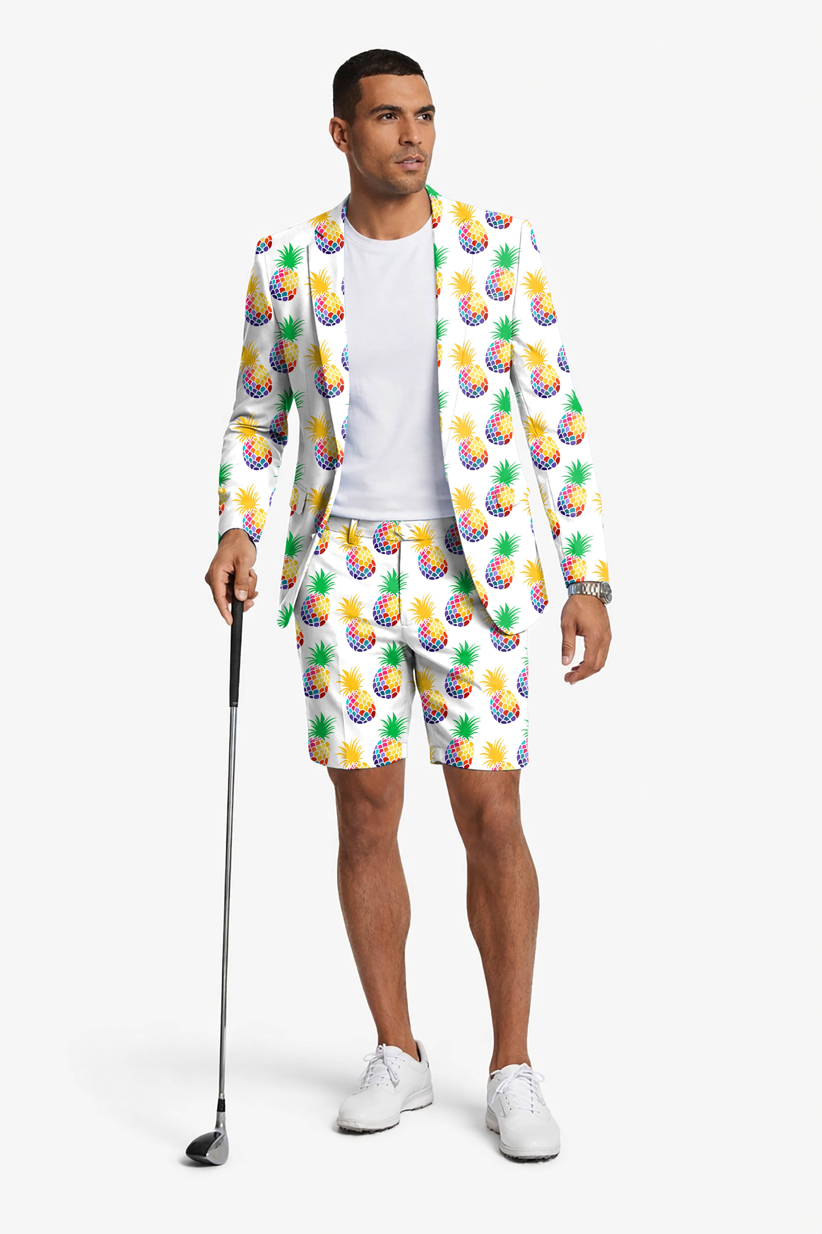 Pineapple Disco Men's Party Costumes-Theme Party 2pcs Suit set-Blazer Shorts