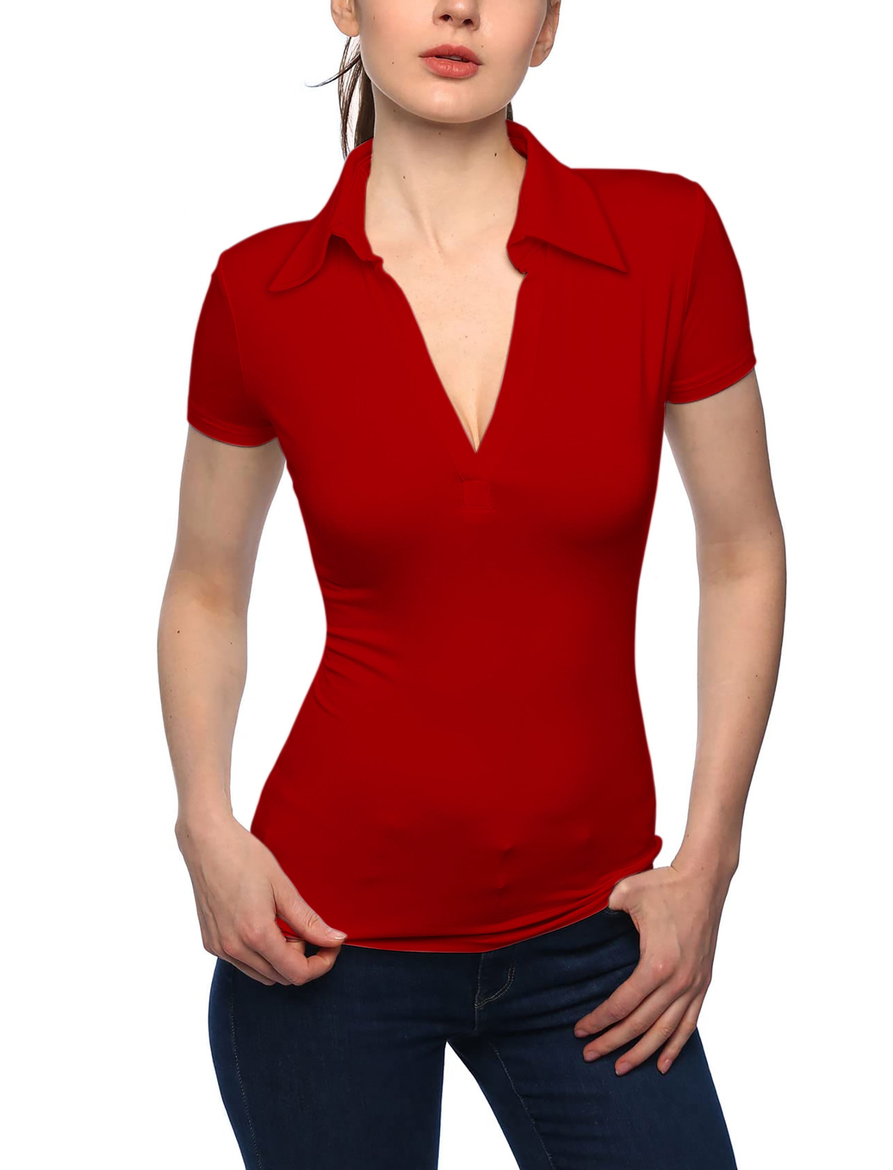 Women's pure festive V Neck Golf Polo