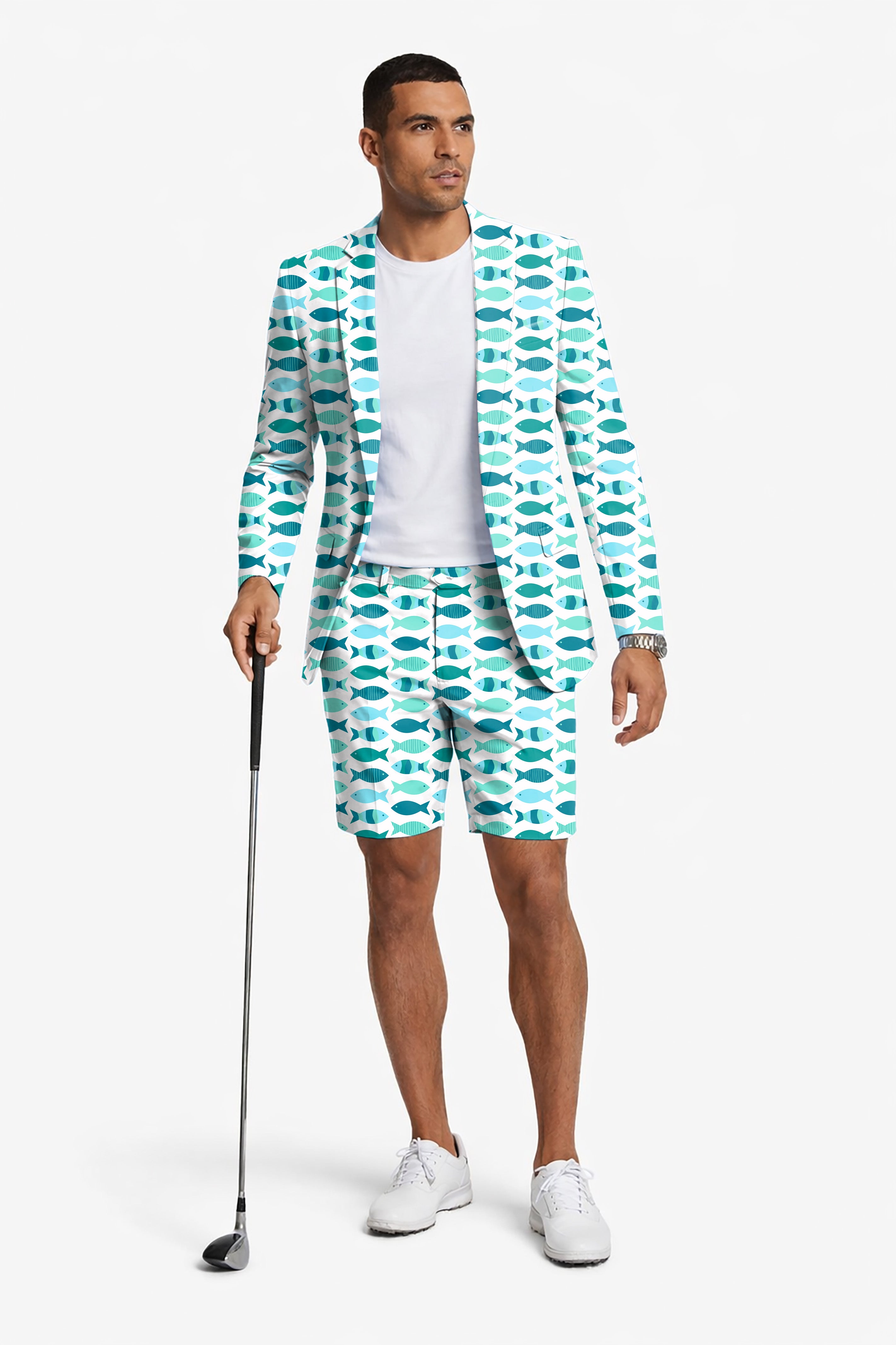 Fish Pond Men's Party Costumes-Theme Party 2pcs Suit set-Blazer Shorts