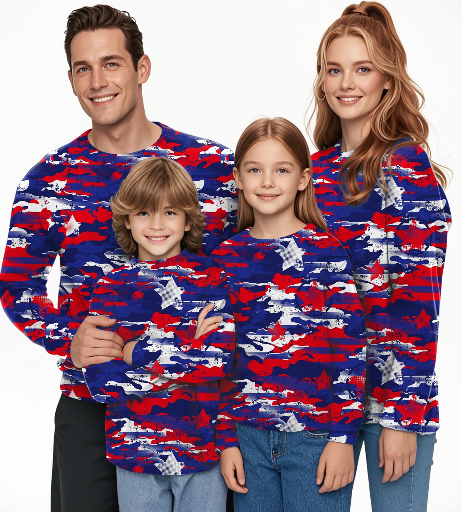 USA camo Crewneck Pullover Ugly Sweater Men Women boy girl family