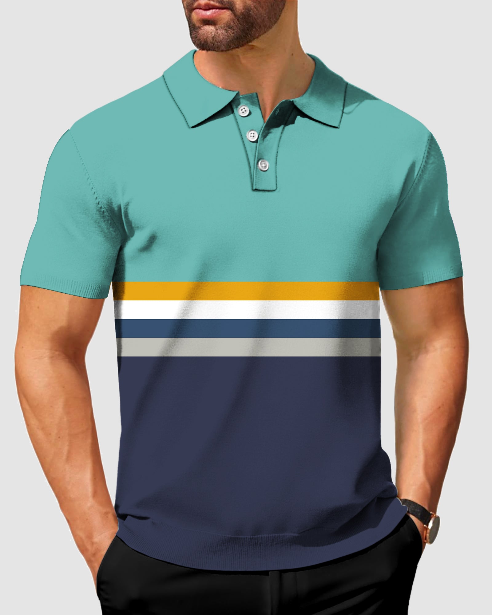 Men's Thick Horizontal Stripes-Stripe Series Polo
