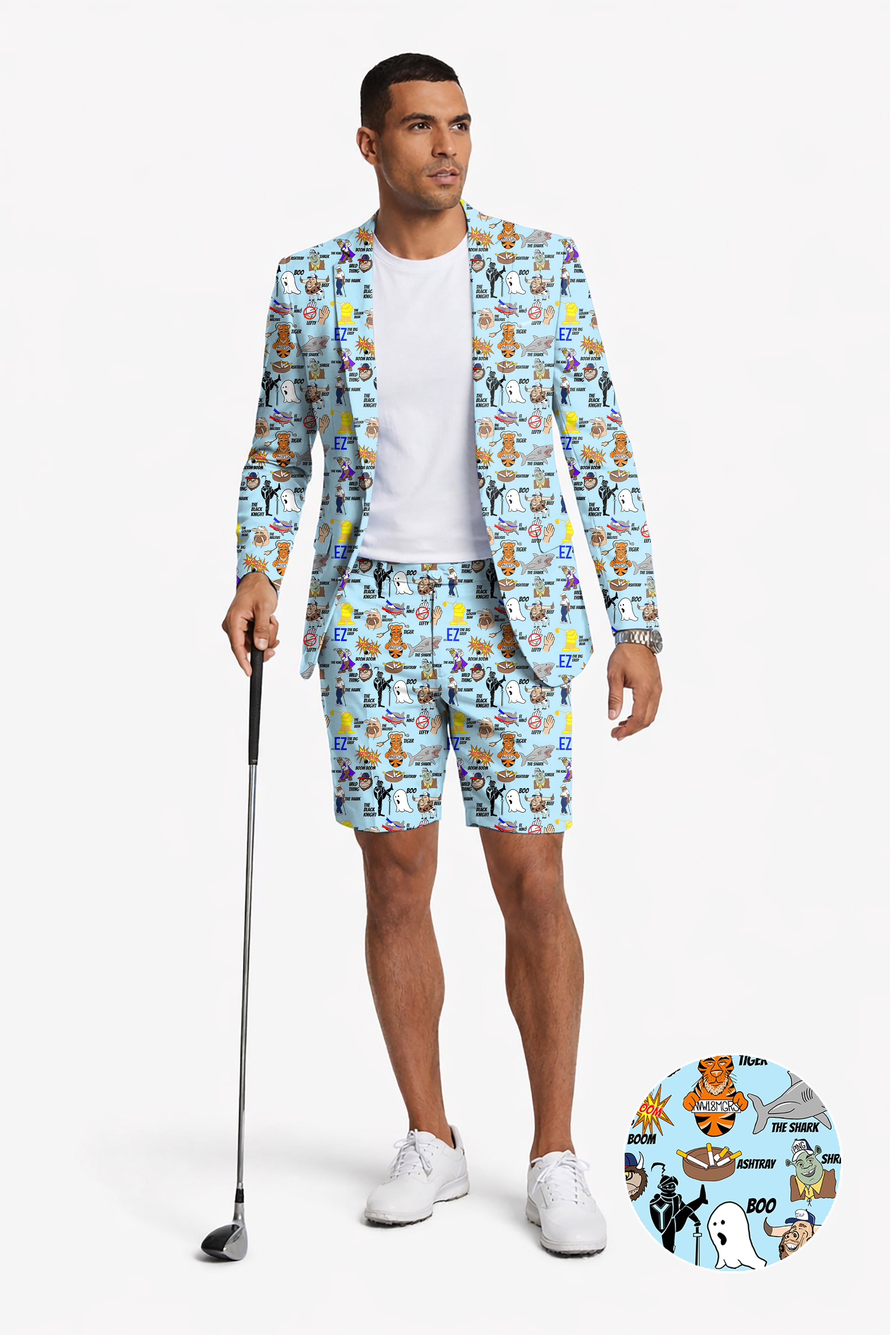 Professional Nicknames Big EZ Men's Party Costumes-Theme Party 2pcs Suit set-Blazer Shorts