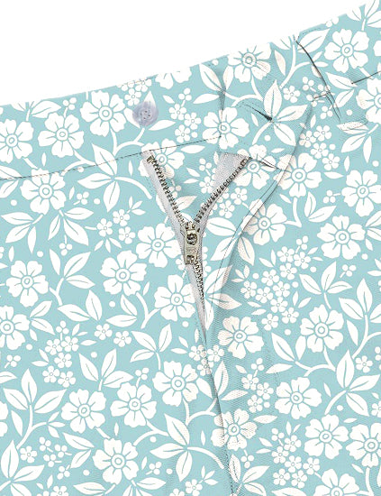 Men Relaxed Blue Floral Golf Shorts