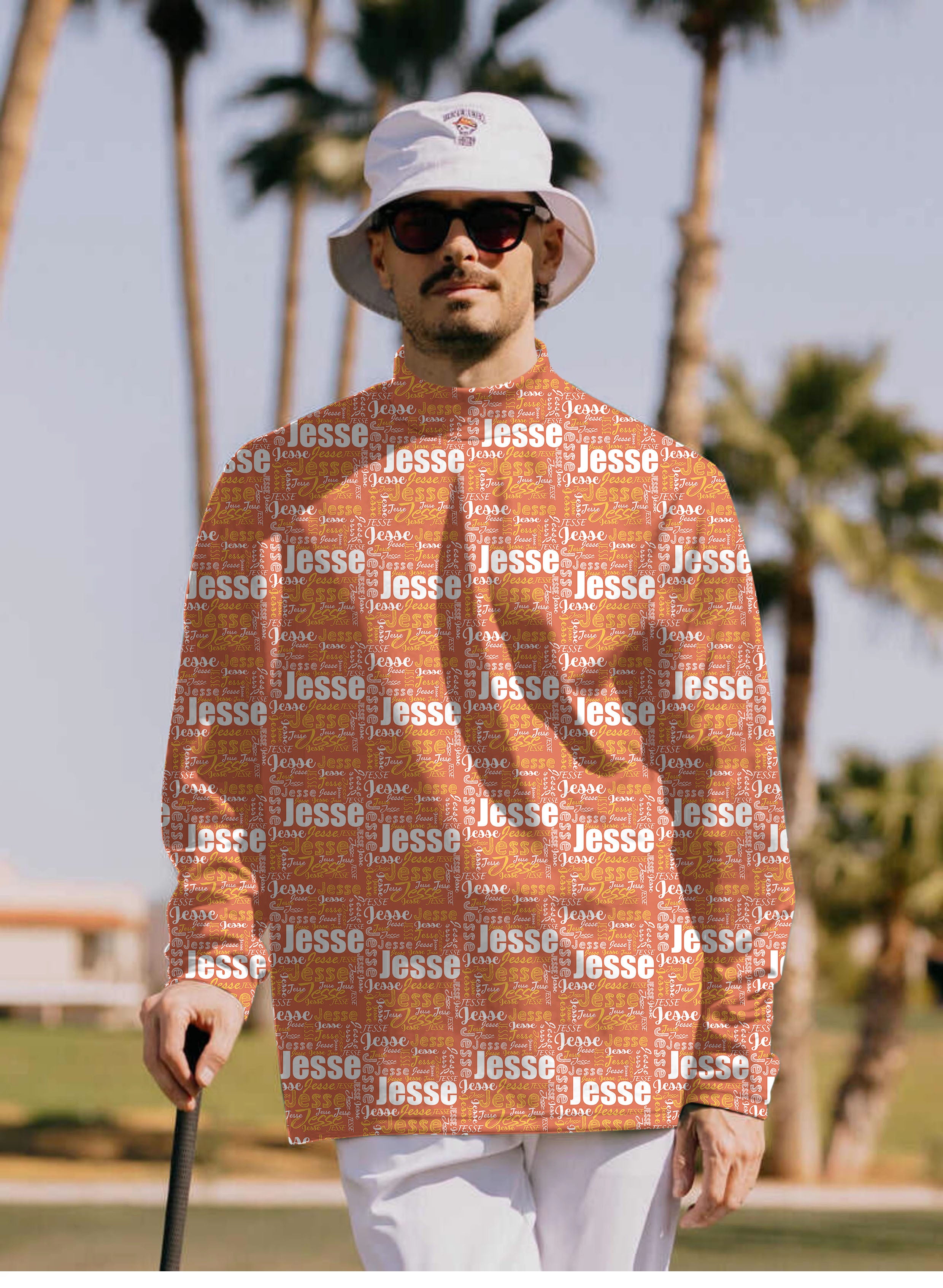 Men's Custom name capper Pullover High neck Long/Short sleeve T-Shirt
