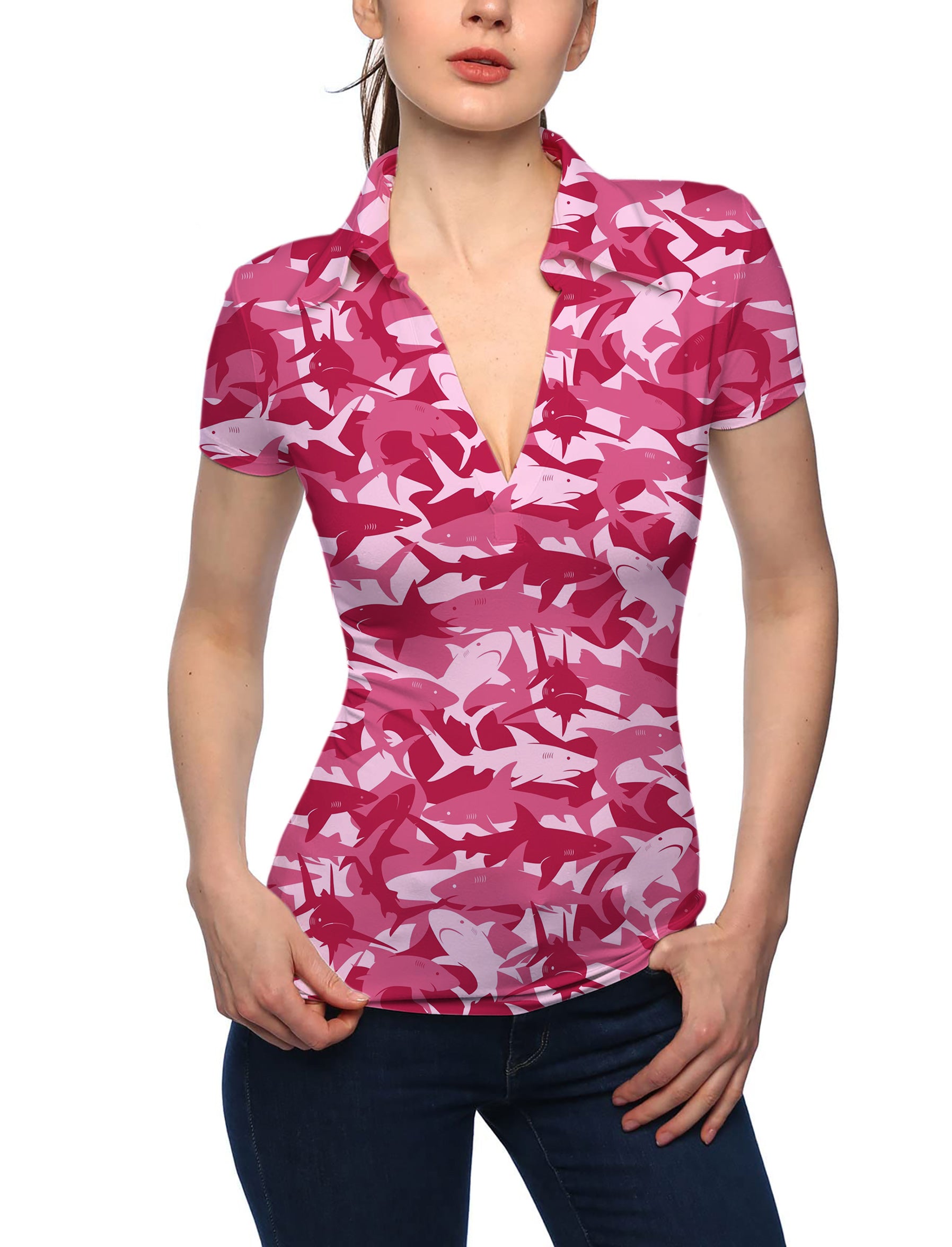 Women's Bait in the Water V Neck Golf Polo