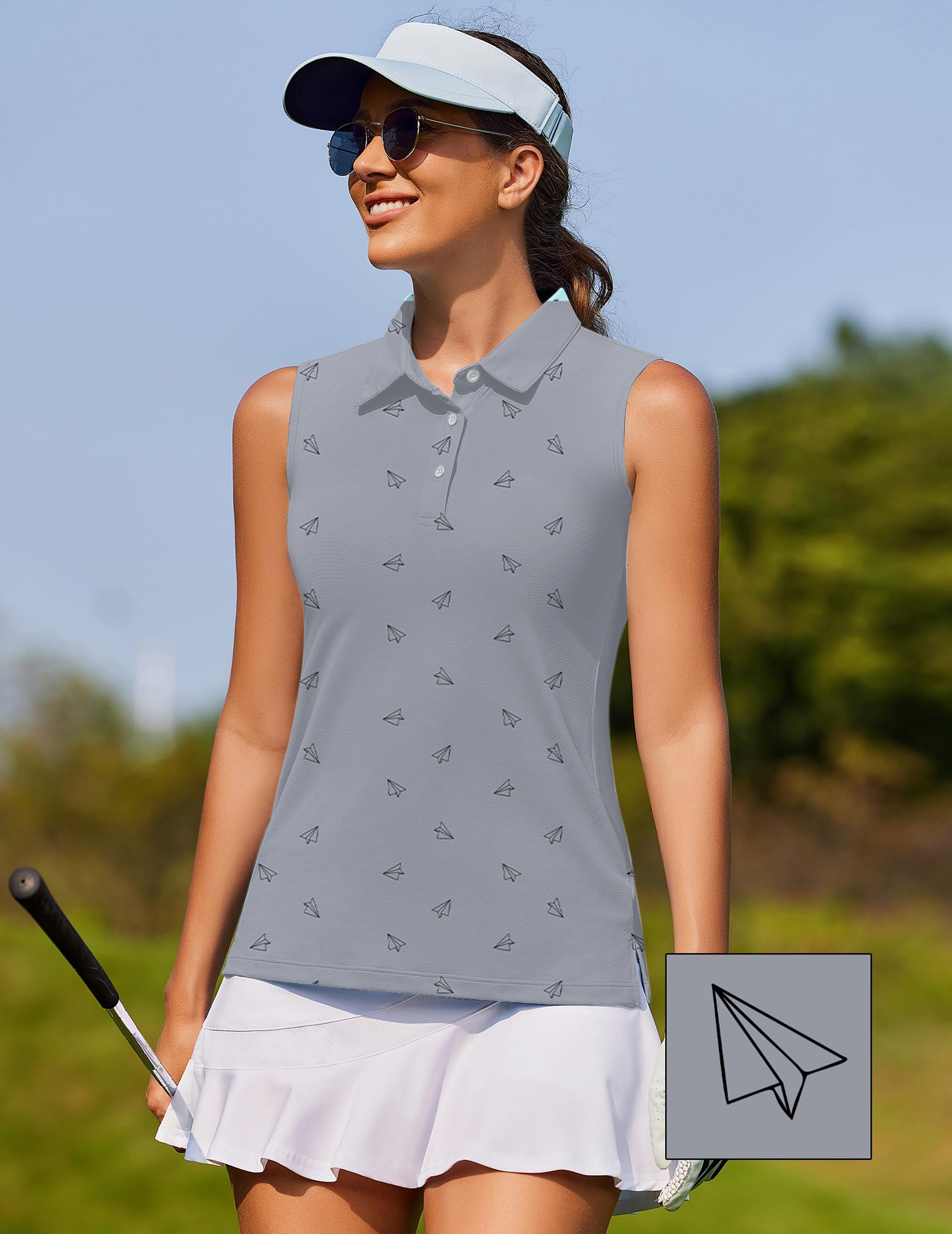 Paper airplanes Custom The Background Color Women's golf Sleeveless shirt