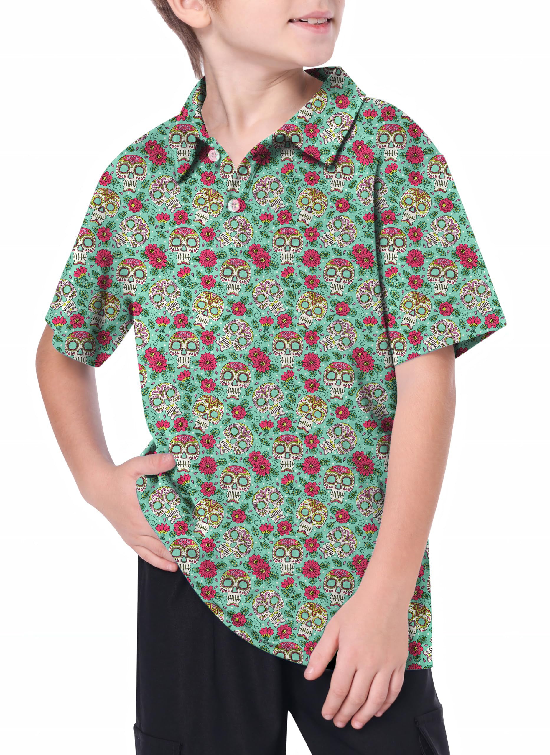 Youth Skull and Rose Golf Polo