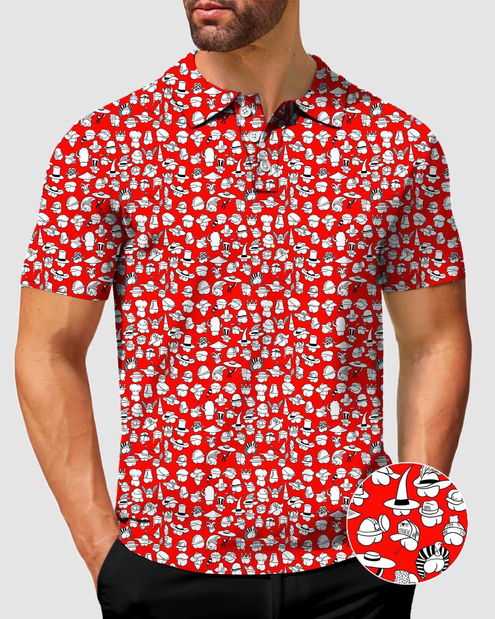 Men's Red Versatile Hips Designer style Polo