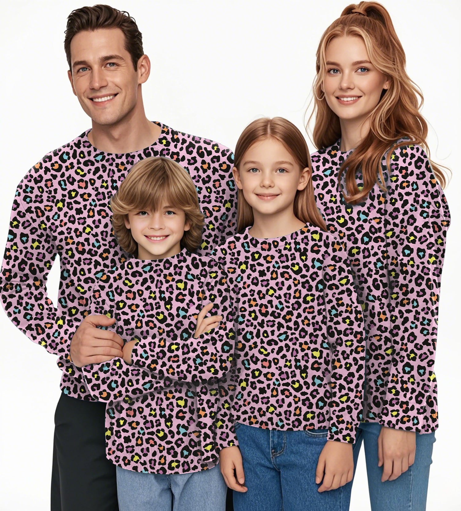 Leopard Crewneck Pullover Ugly Sweater Men Women boy girl family