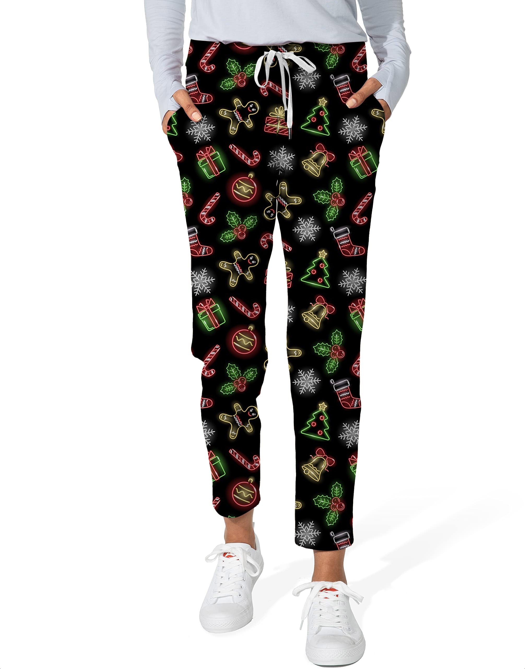 Christmas cartoon-Women's 7/8 Stretch Ankle Golf Pants