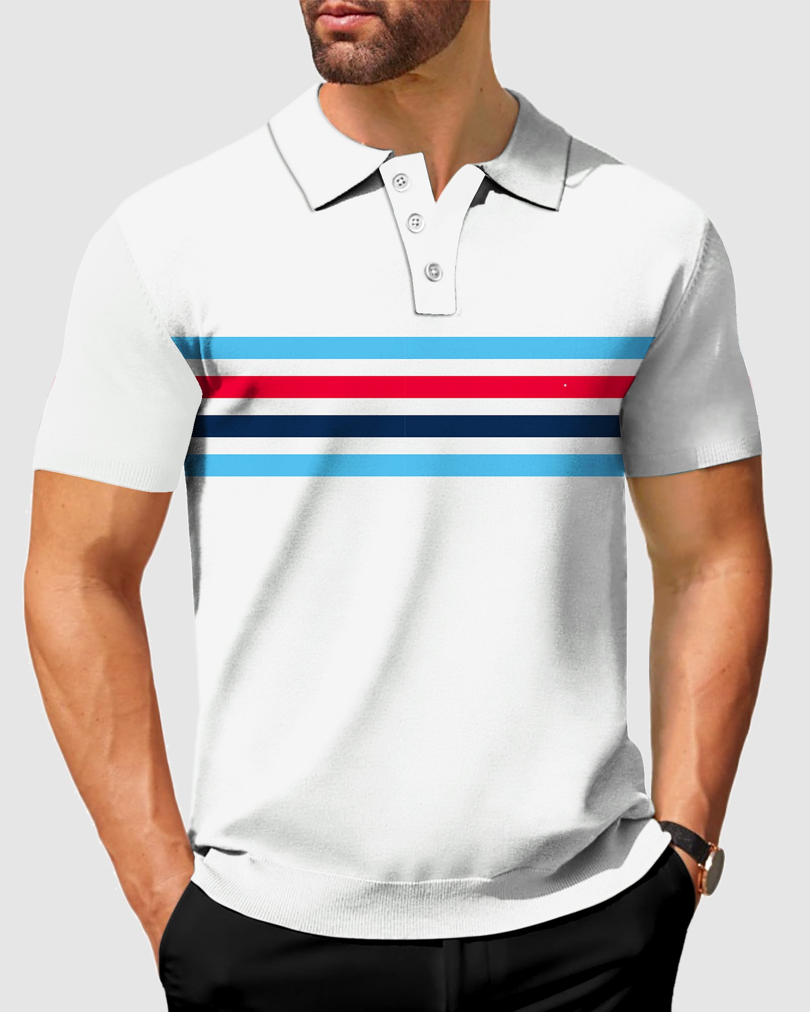 Men's Mix Horizontal stripes-Stripe Series Polo