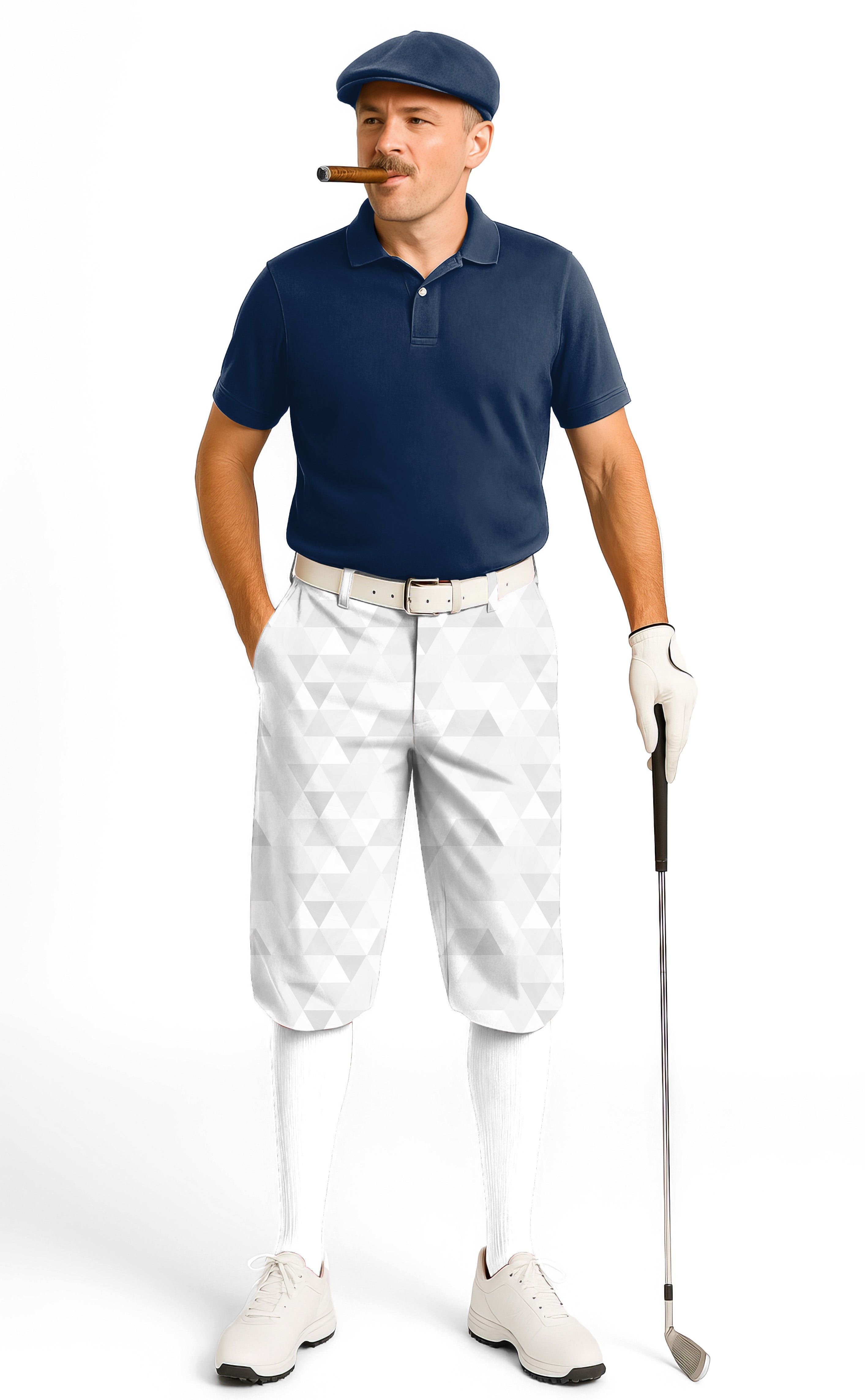 Abstract Grey Background With Triangular Pattern Men's Golf Knickers Pants