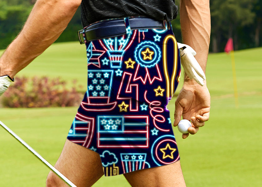Men Neon American Golf Shorts