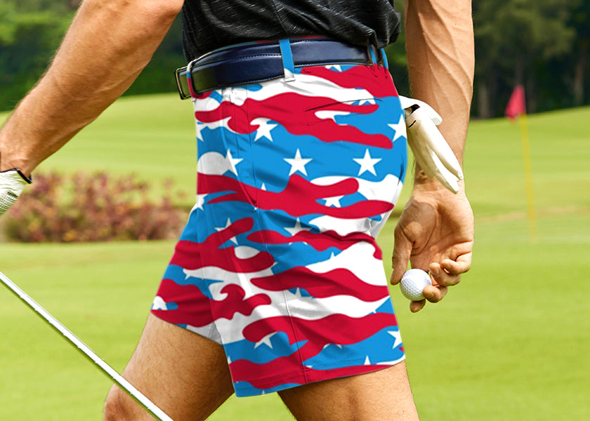 Men Patriotic Camo Golf Shorts