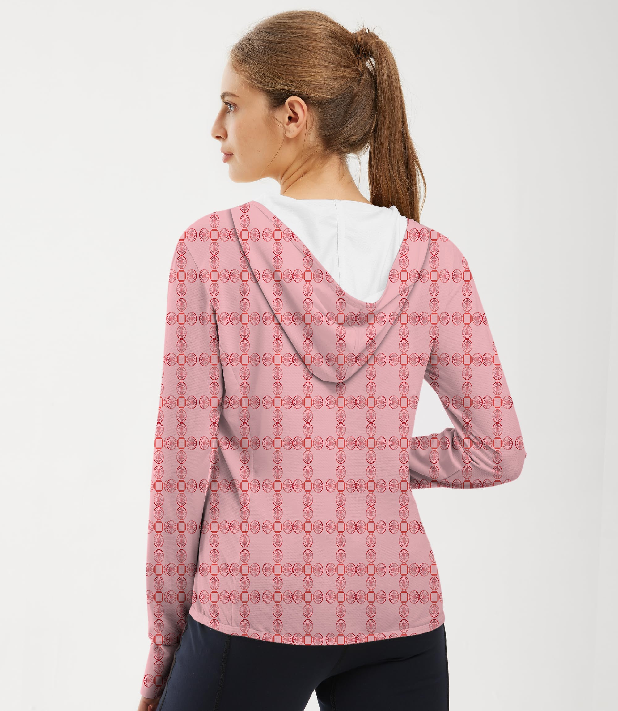 Women's Outdoor limited edition Pink geometry Golf Sun Protection Slim Fit zip hoodies