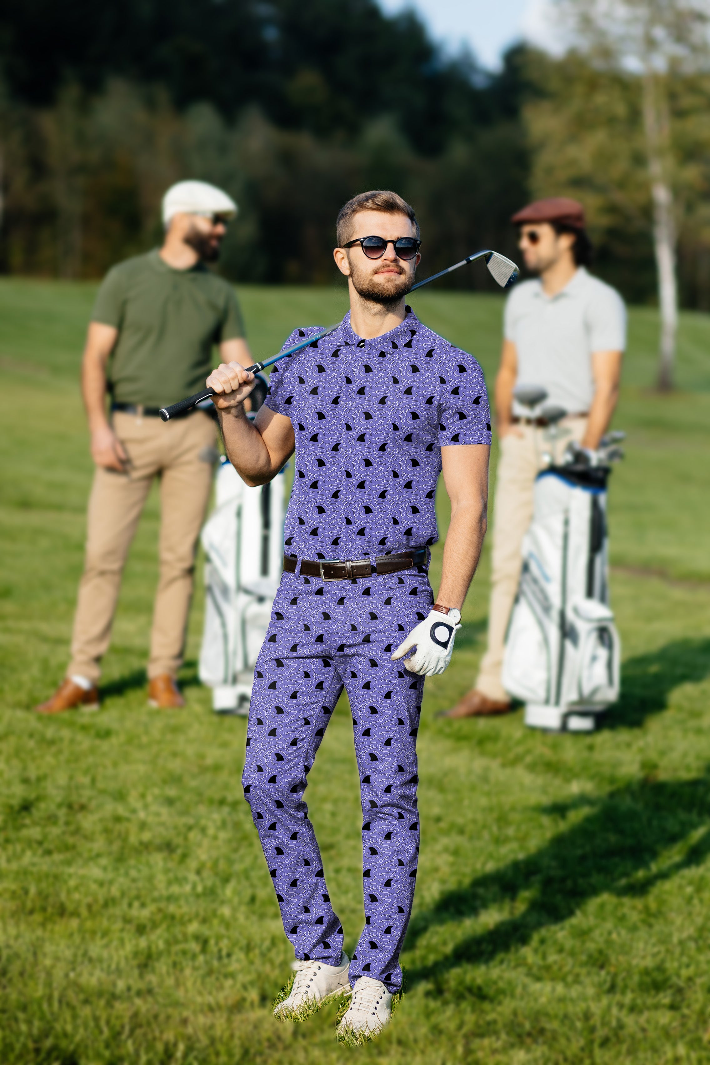 Men's Golf Set Polo+Pants Shark Fin Seamless