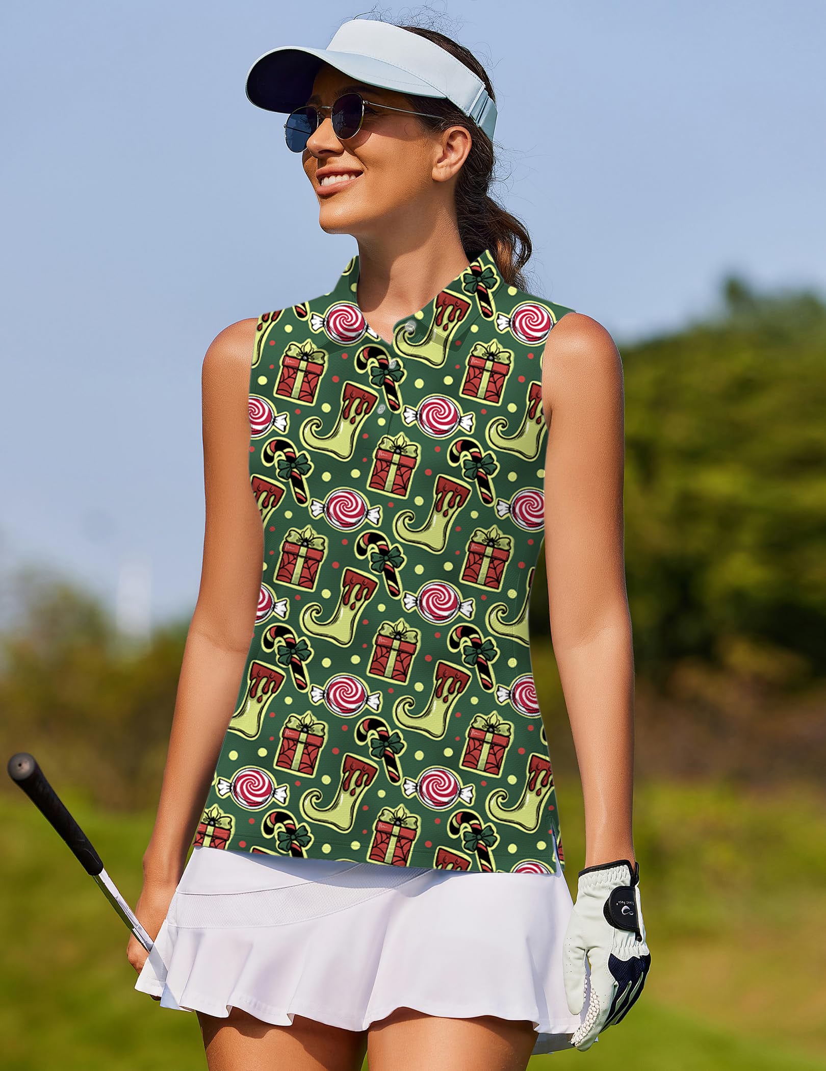 Christmas socks Gift Women's golf Sleeveless shirt