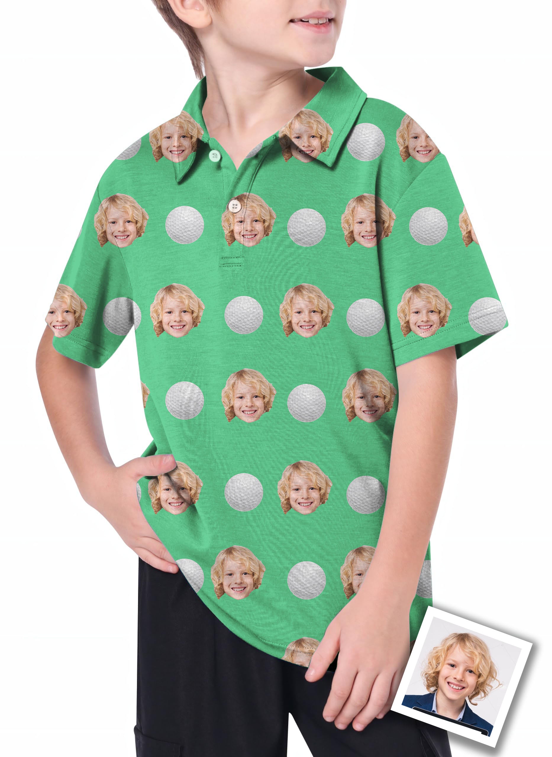 Youth Custom Photo Funny Face Golf Polo Gift